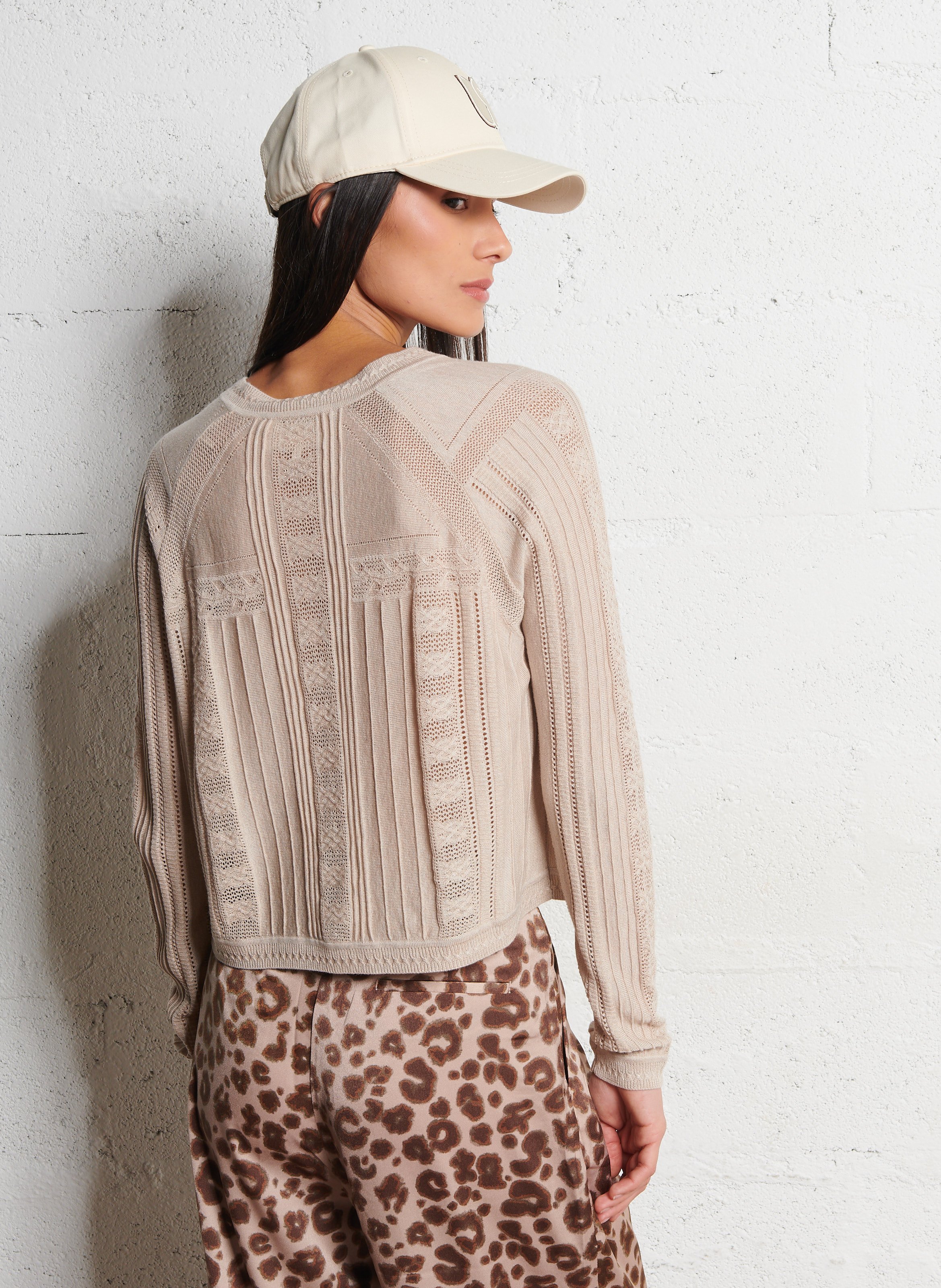 Vest met ronde hals - wolblend BA&SH Beige