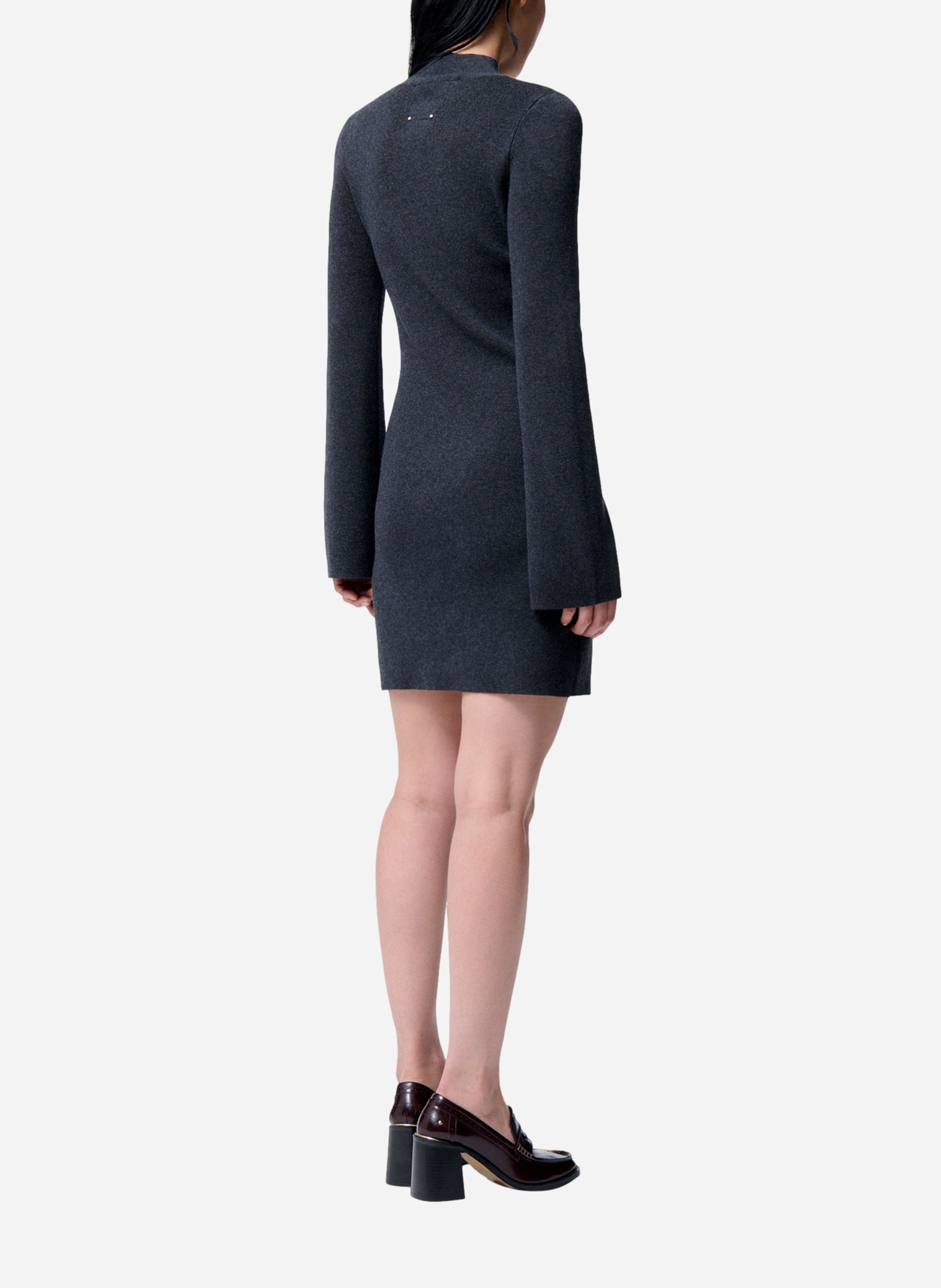 Short round-neck wool-blend dress VANESSA BRUNO Grey