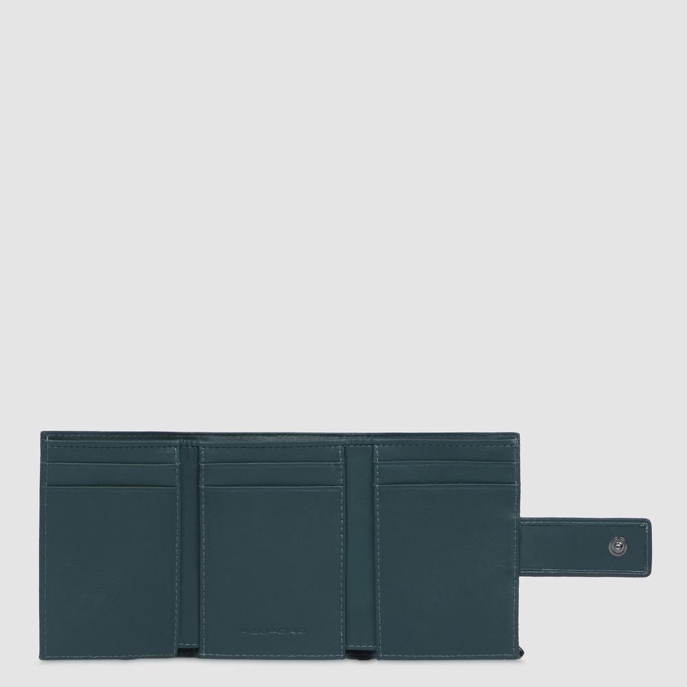 Portefeuille homme trifold à poche monnaie PIQUADRO Green