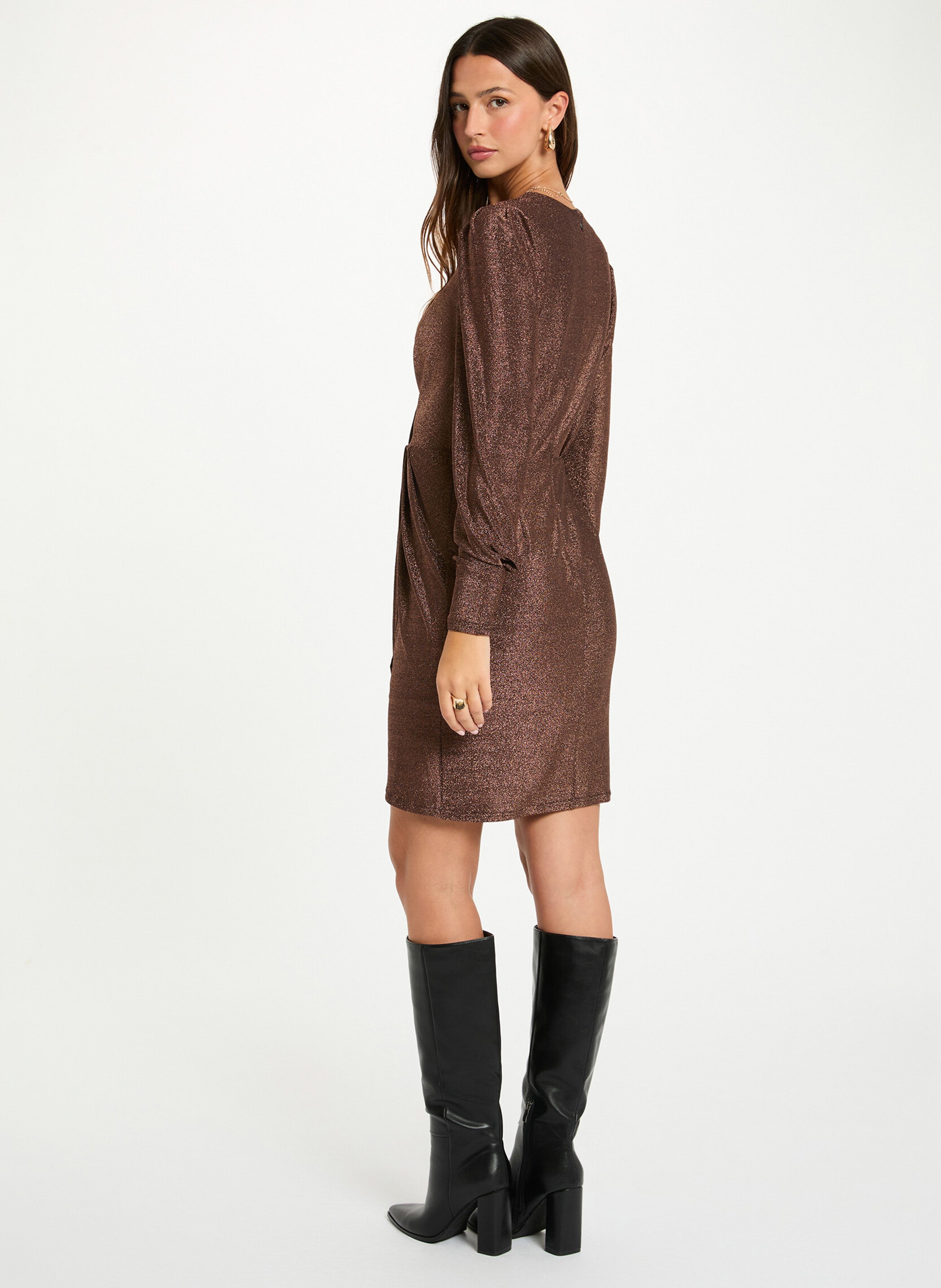 Short metallic wrap-over dress MORGAN Grey