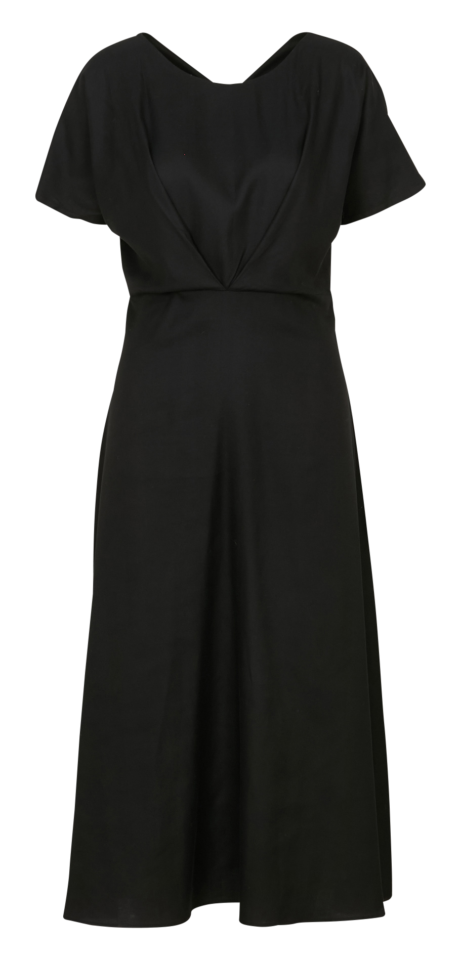 Midi-A-Linie-Kleid in Uni ACOTE Schwarz