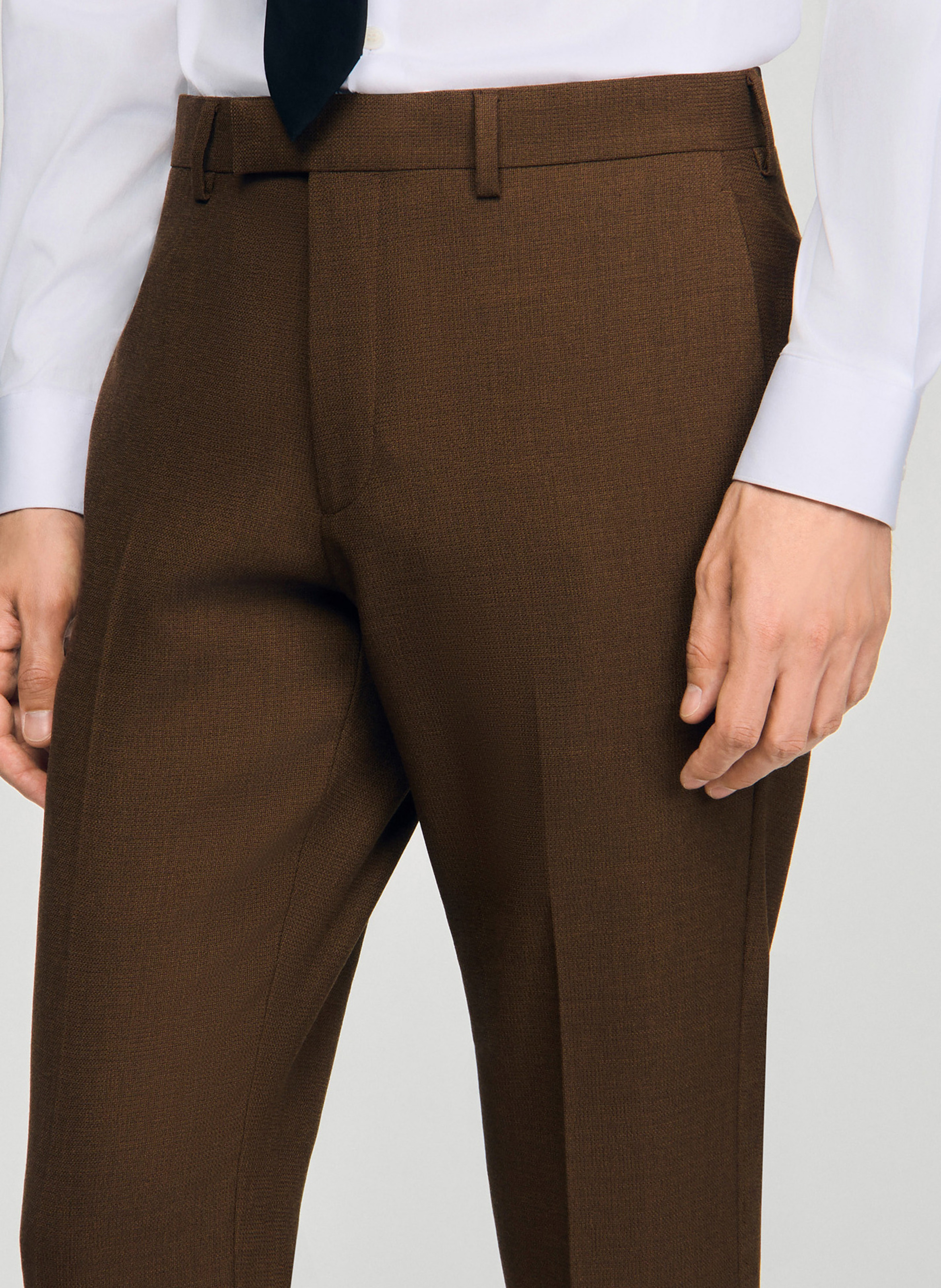 Pantalon de costume uni en laine mélangée SANDRO Beige