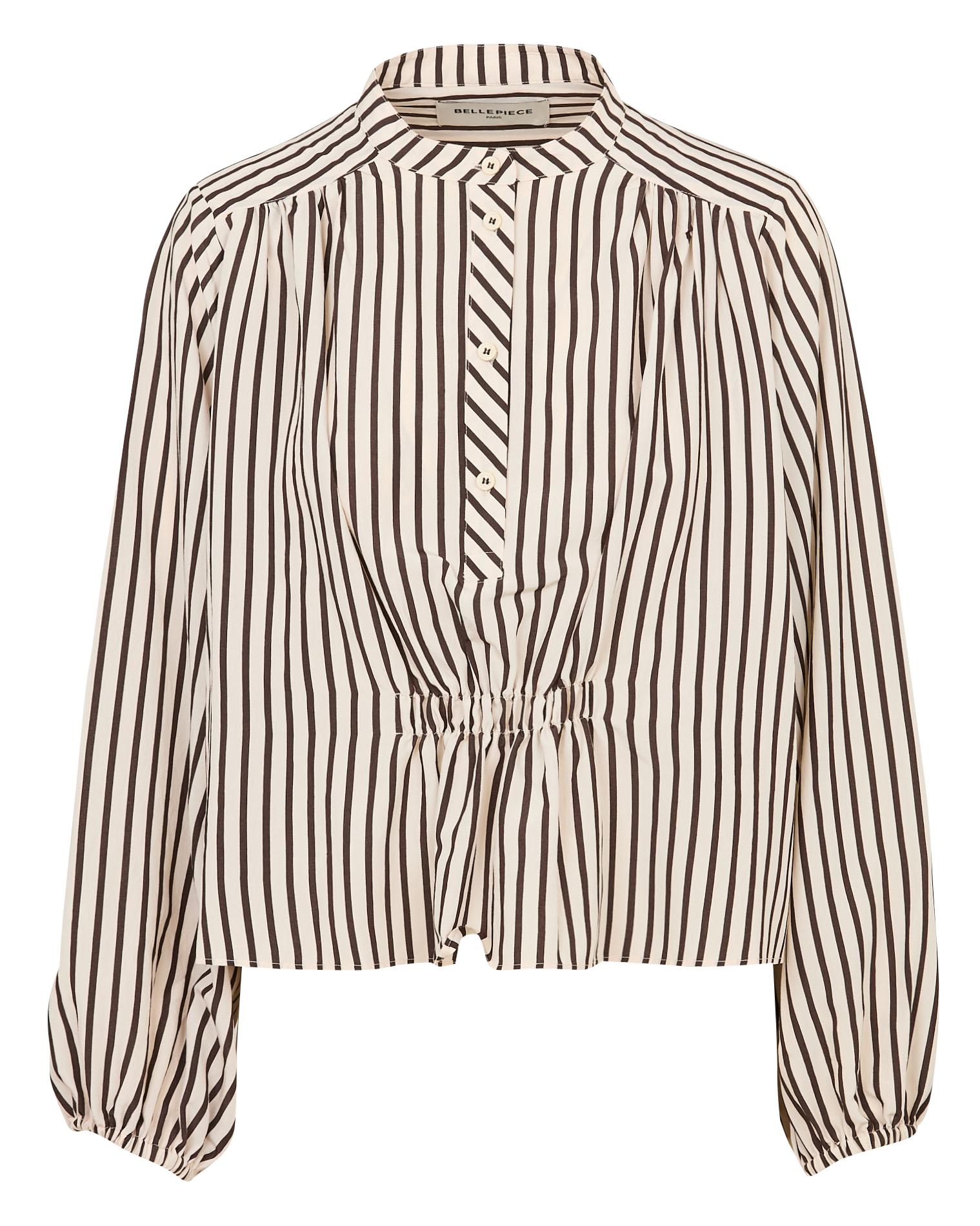 Round-neck striped blouse BELLEPIECE Brown