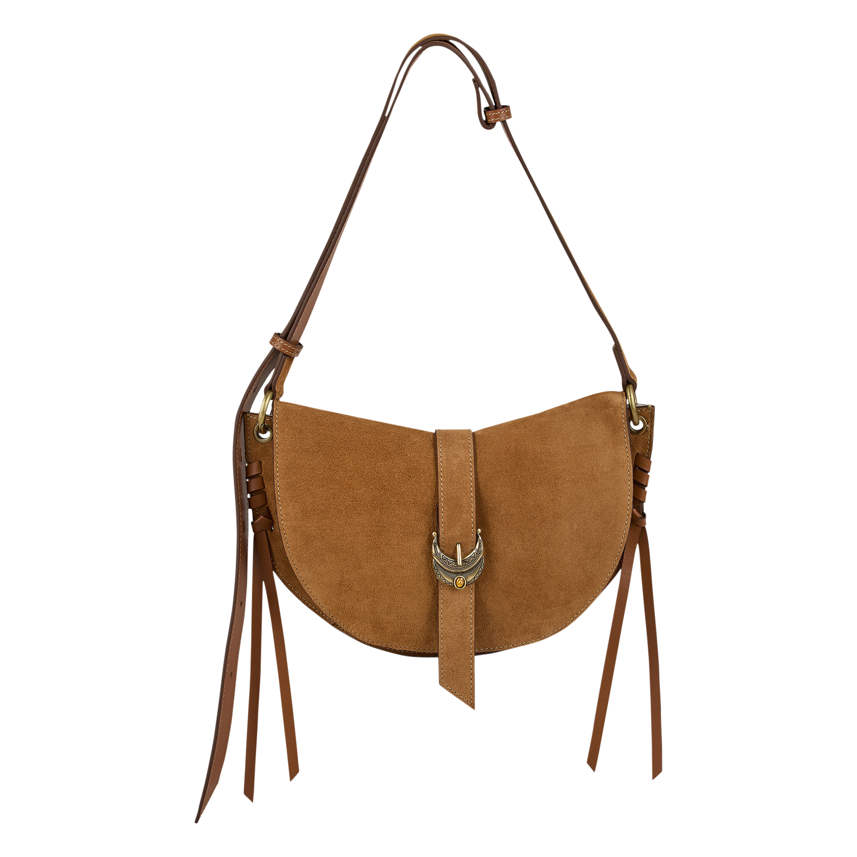 Sac bandoulière demi-lune en cuir BA&SH Marron