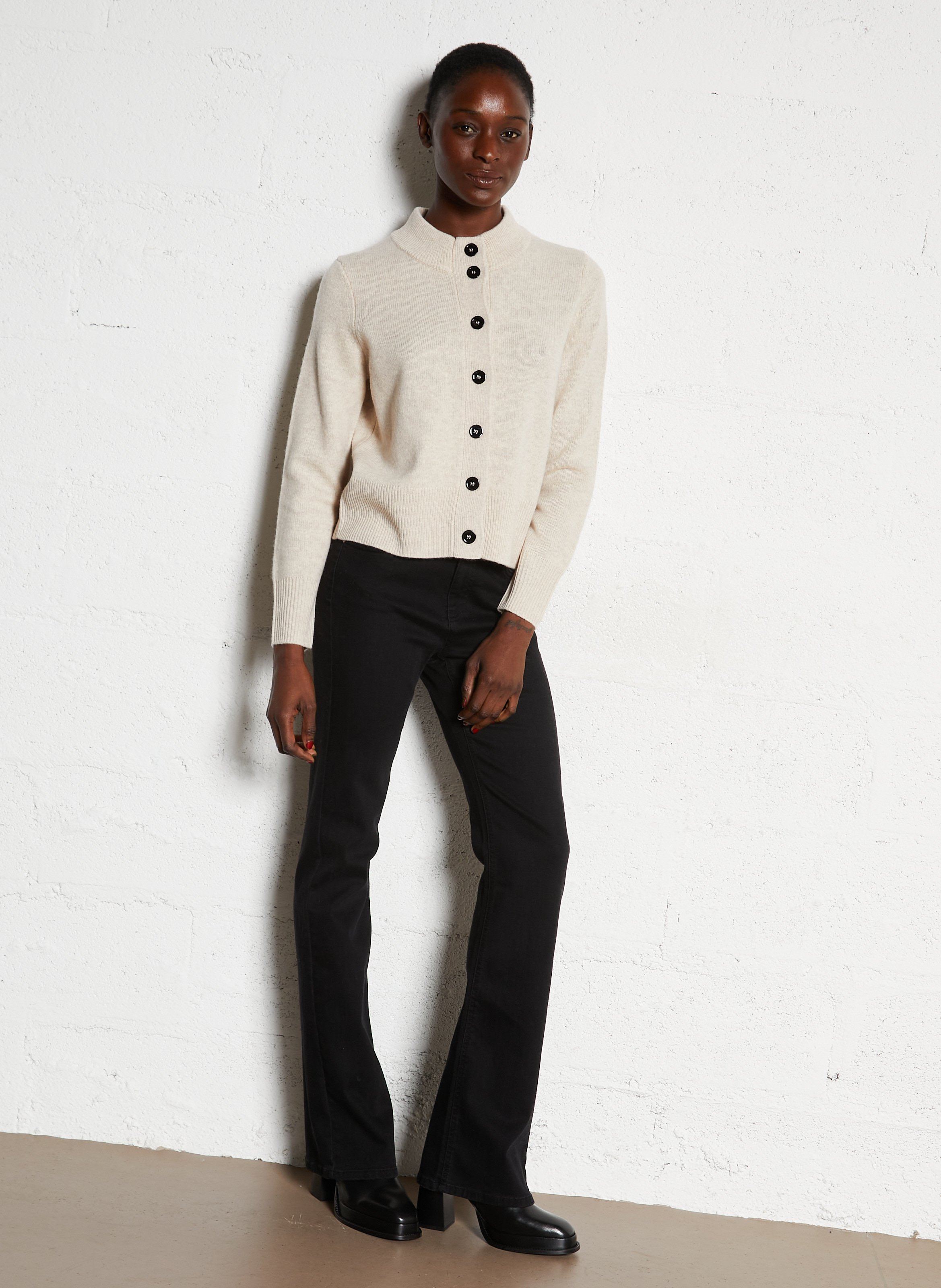 Gilet col rond en laine MAISON 123 Blanc