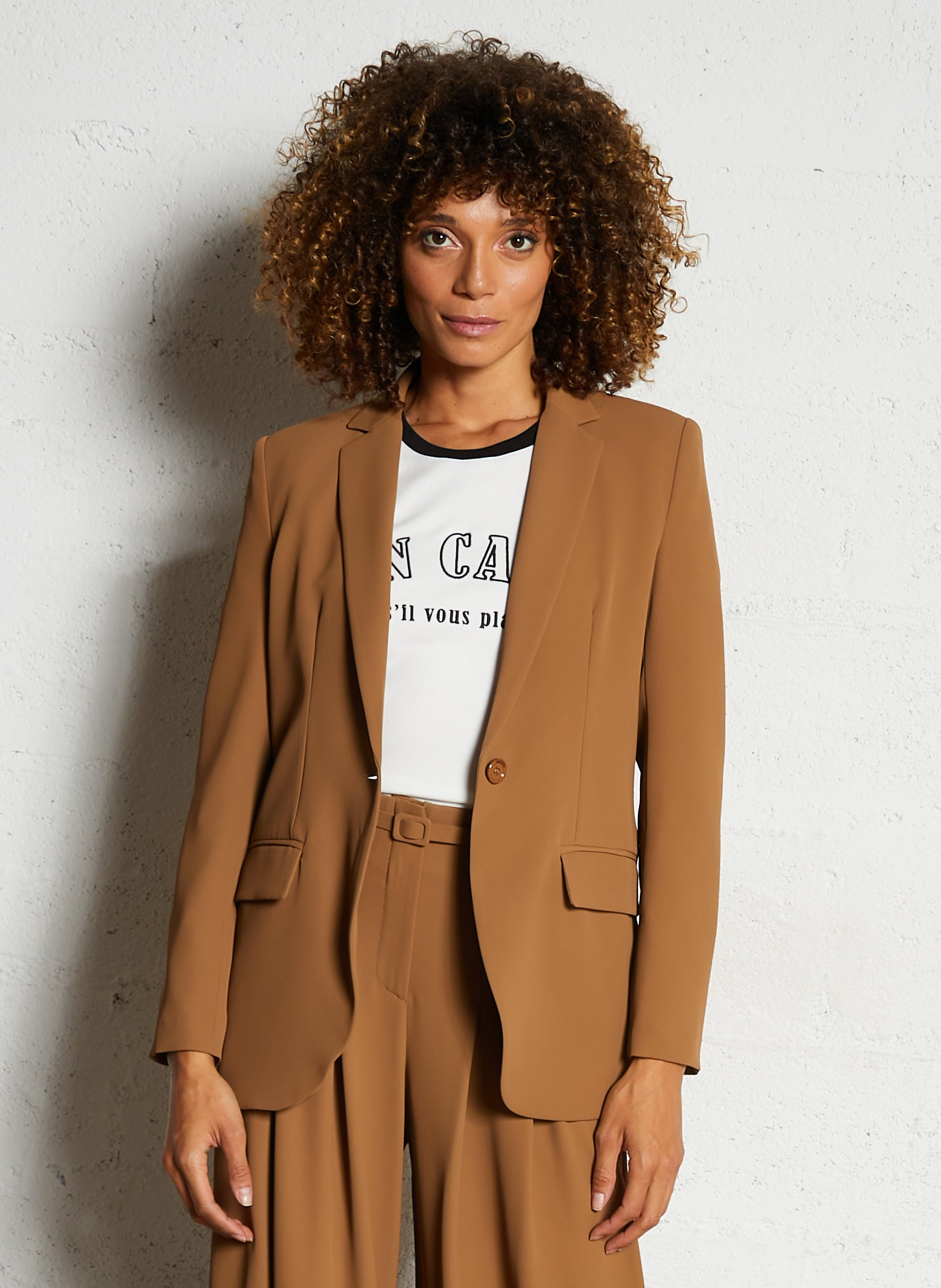 Cotton-blend cardigan with tailored collar IMPERIAL Brown