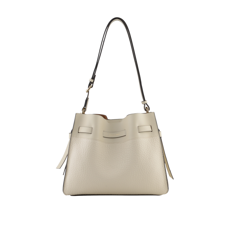 Shoulder bag - cowhide leather POURCHET Beige