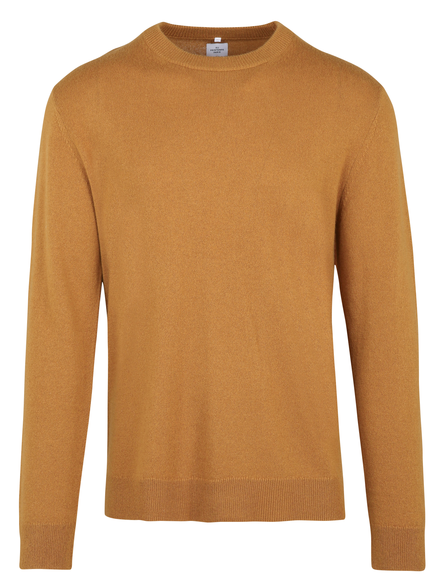 Straight cotton sweater with round neck YVAN-O Ocre