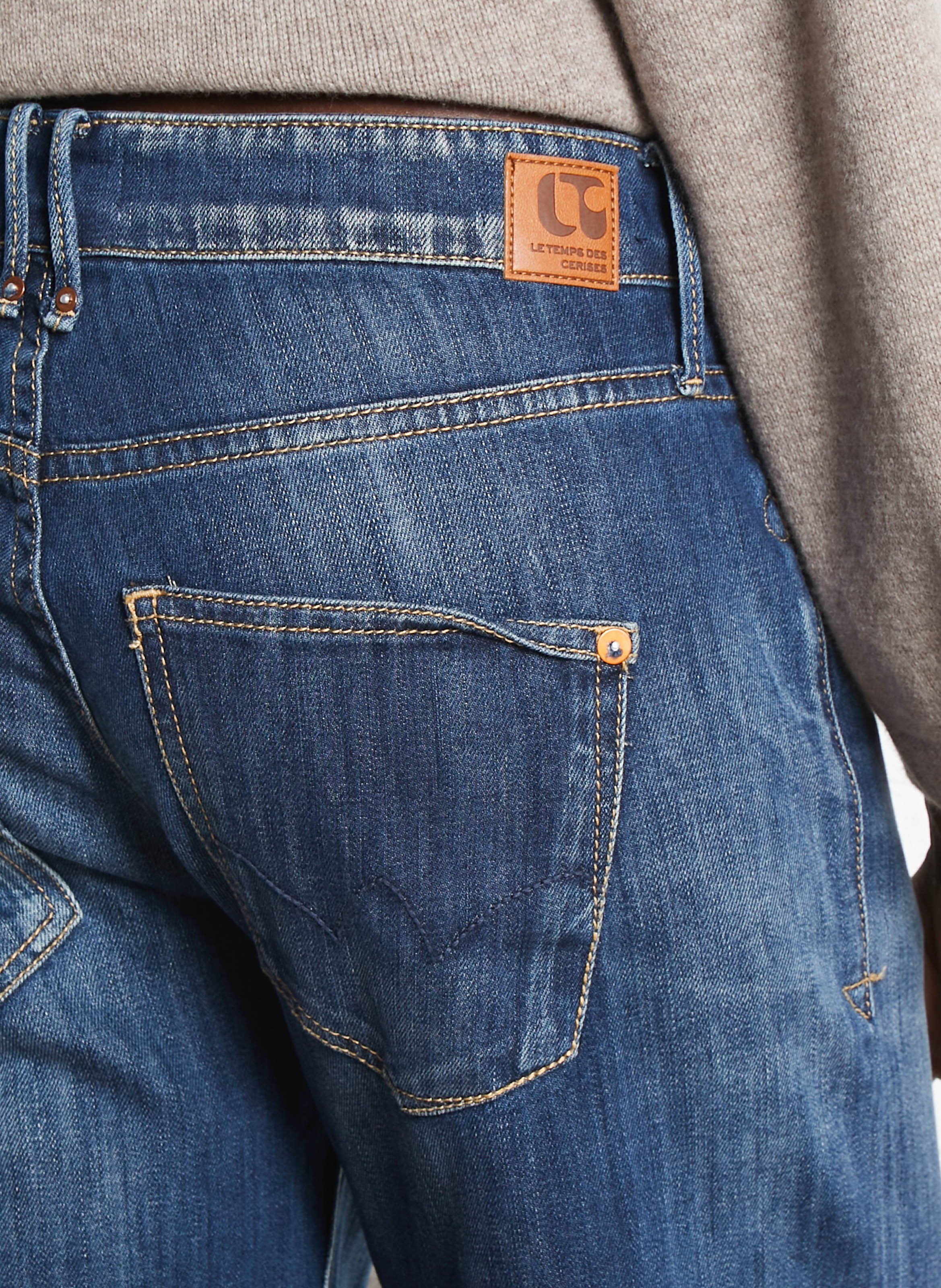 Jean droit en coton mélangé LE TEMPS DES CERISES Bleu