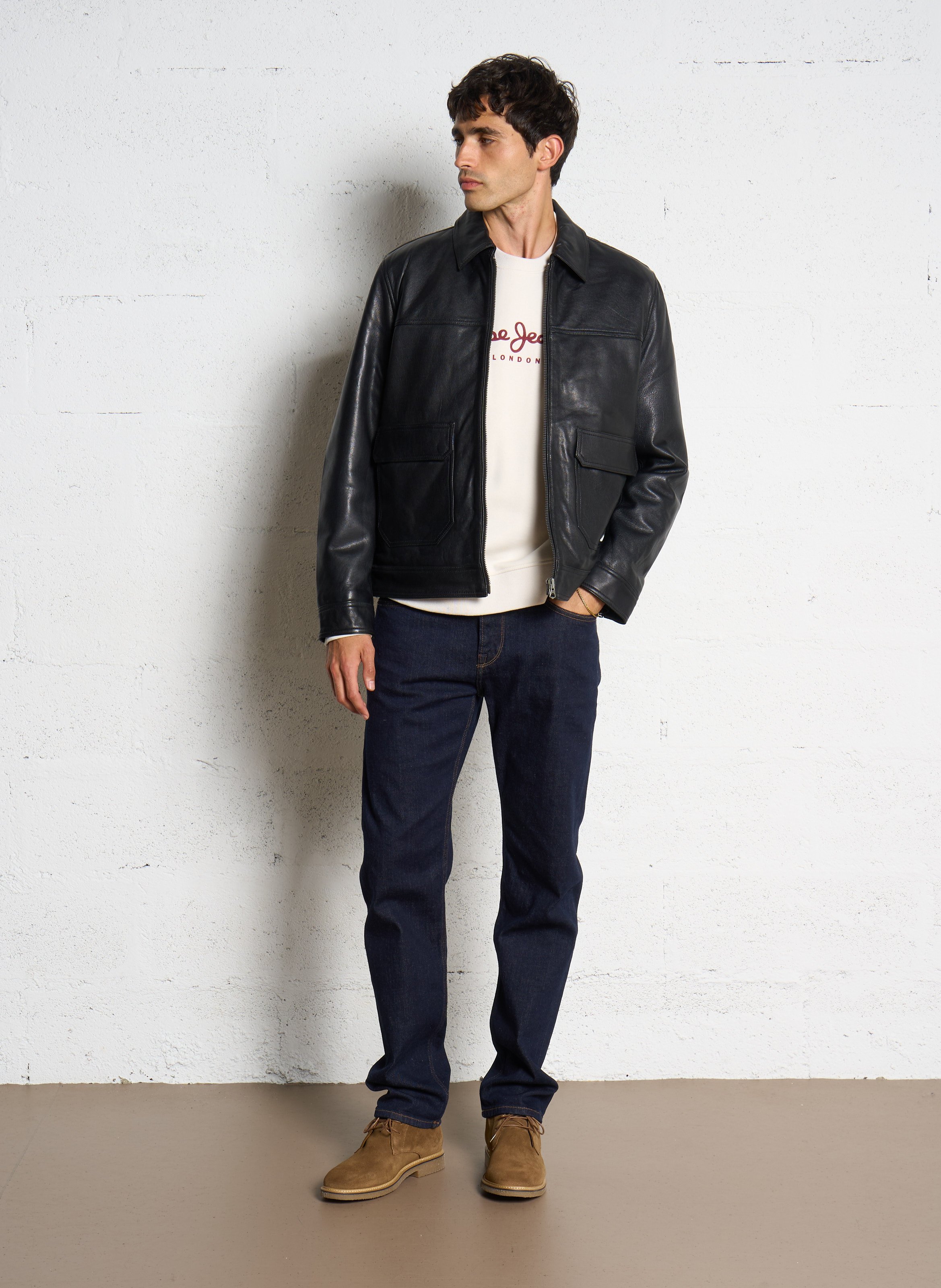 Raw straight leg jeans with stitching PEPE JEANS Blue