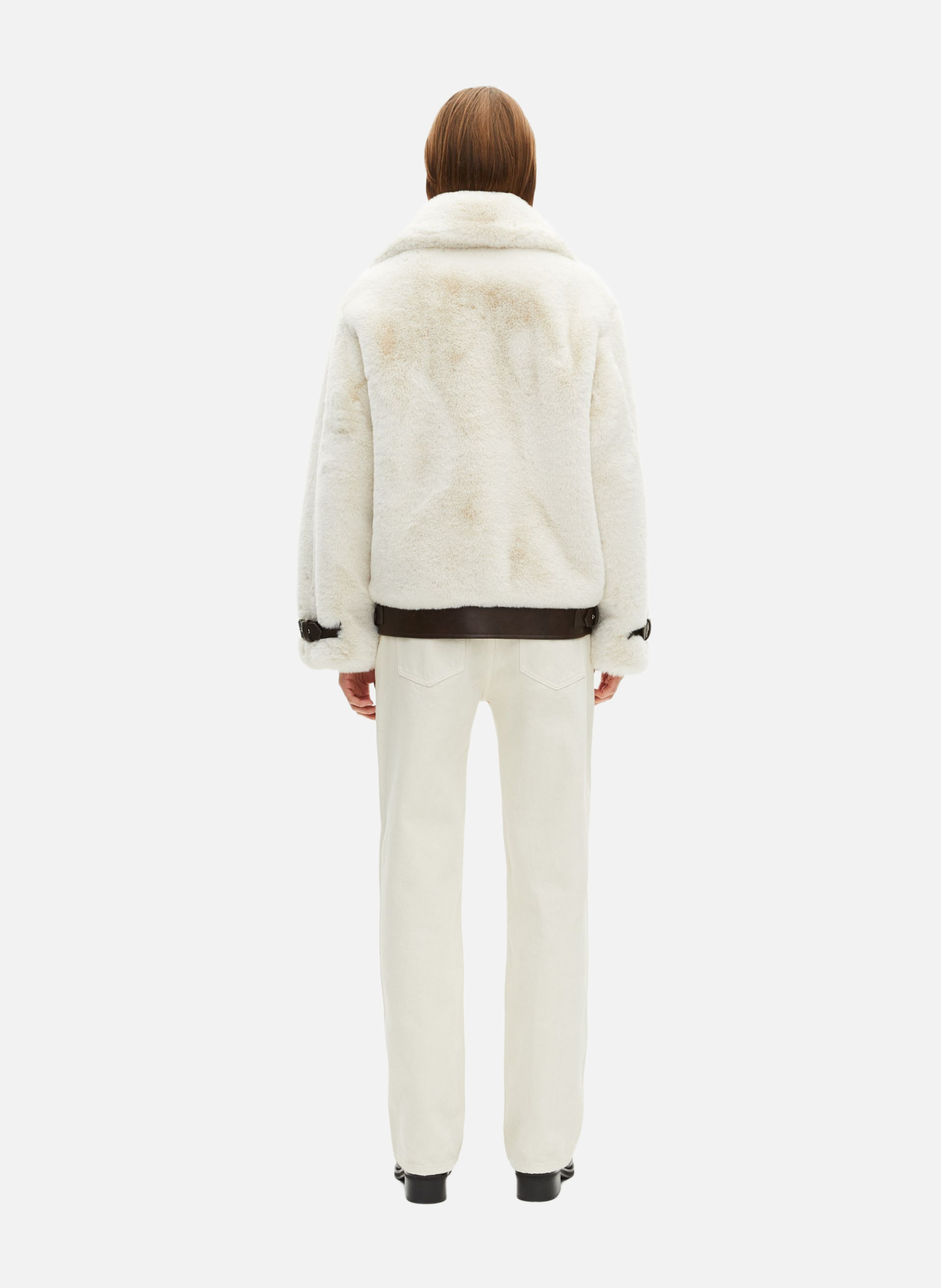 Faux fur aviator jacket White