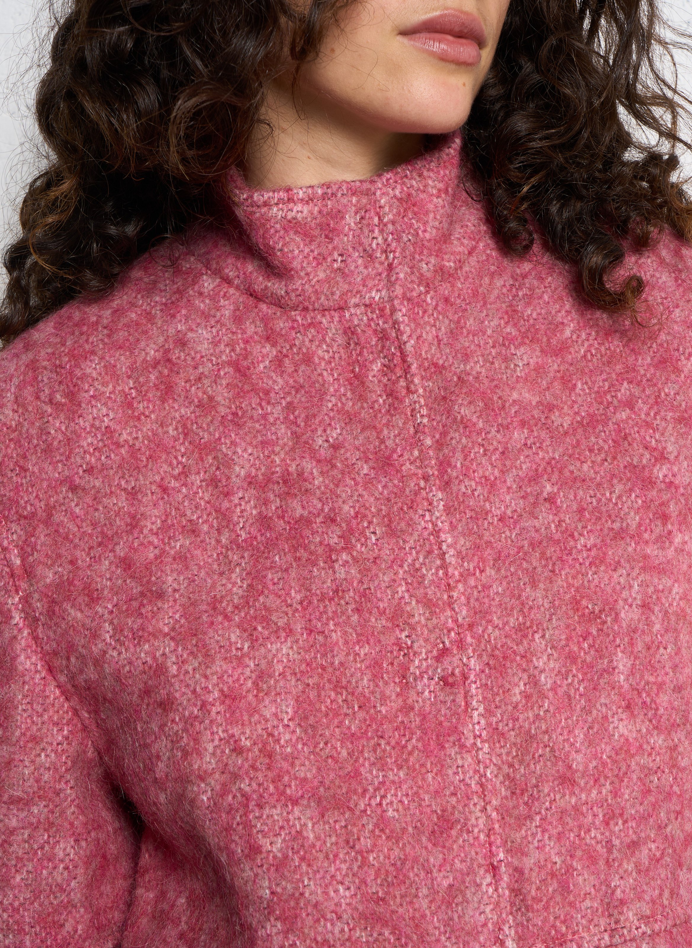 Solid straight coat with high collar MAISON 123 Red