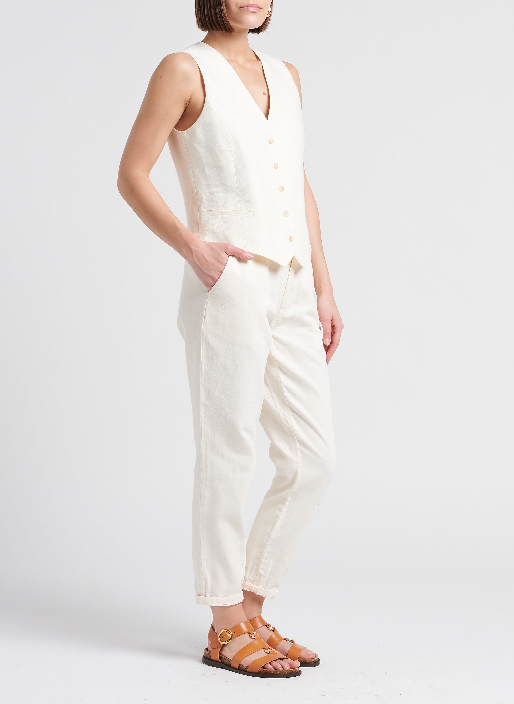 Katoenen 7/8-chinobroek MAISON 123 Beige