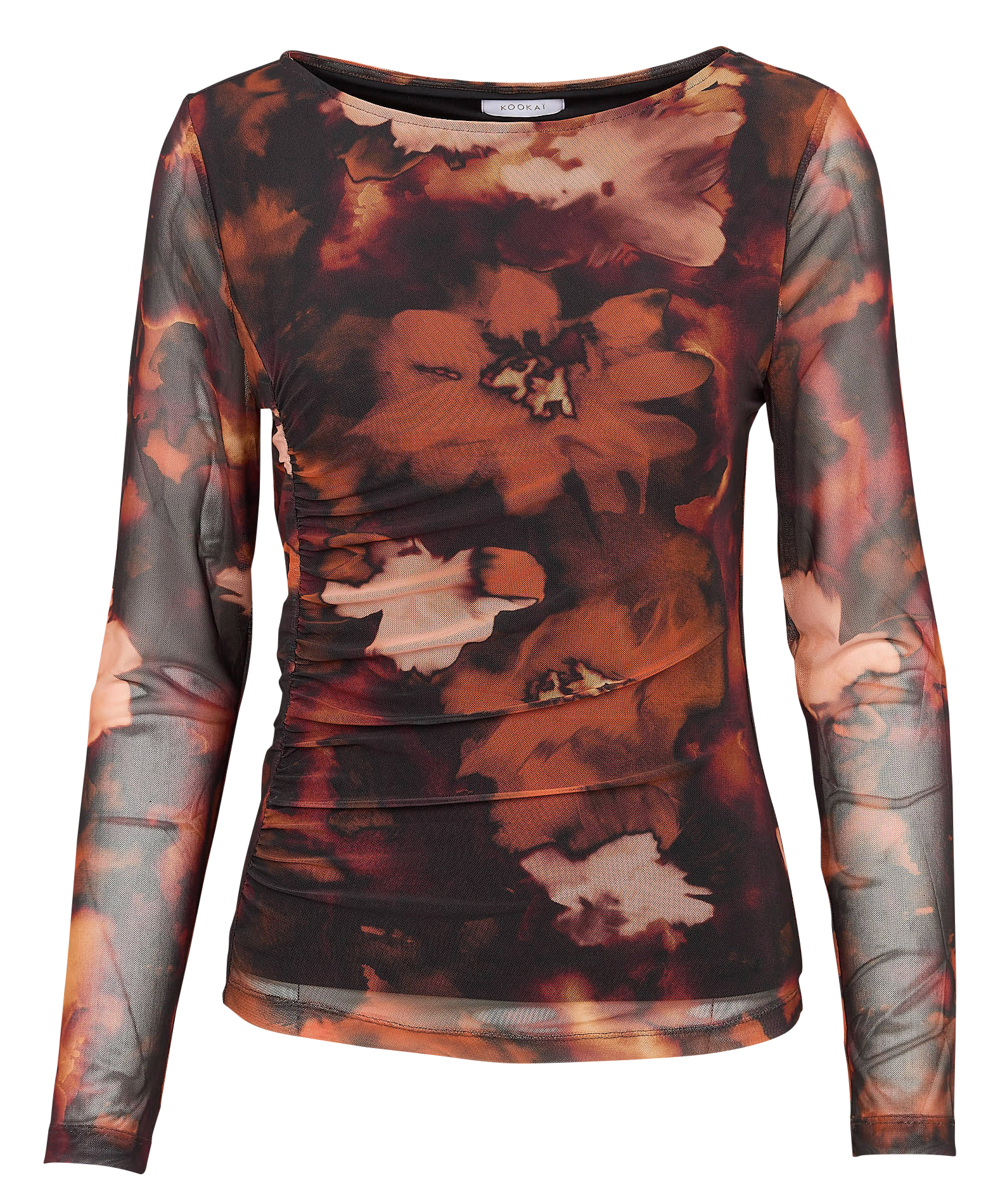 Straight printed round-neck top KOOKAI Brown