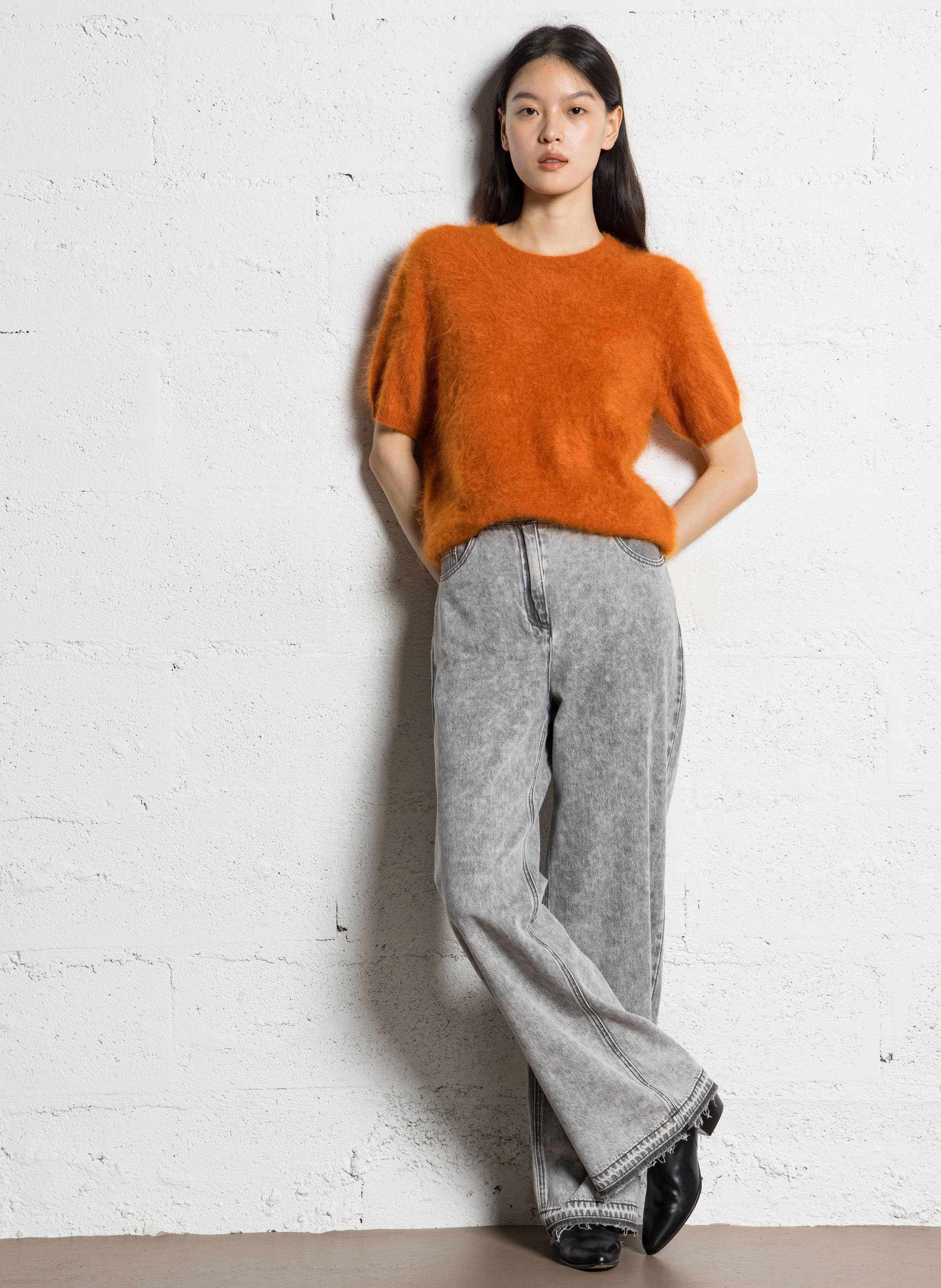 Maglione dritto scollo tondo in cashmere IKKS Arancio