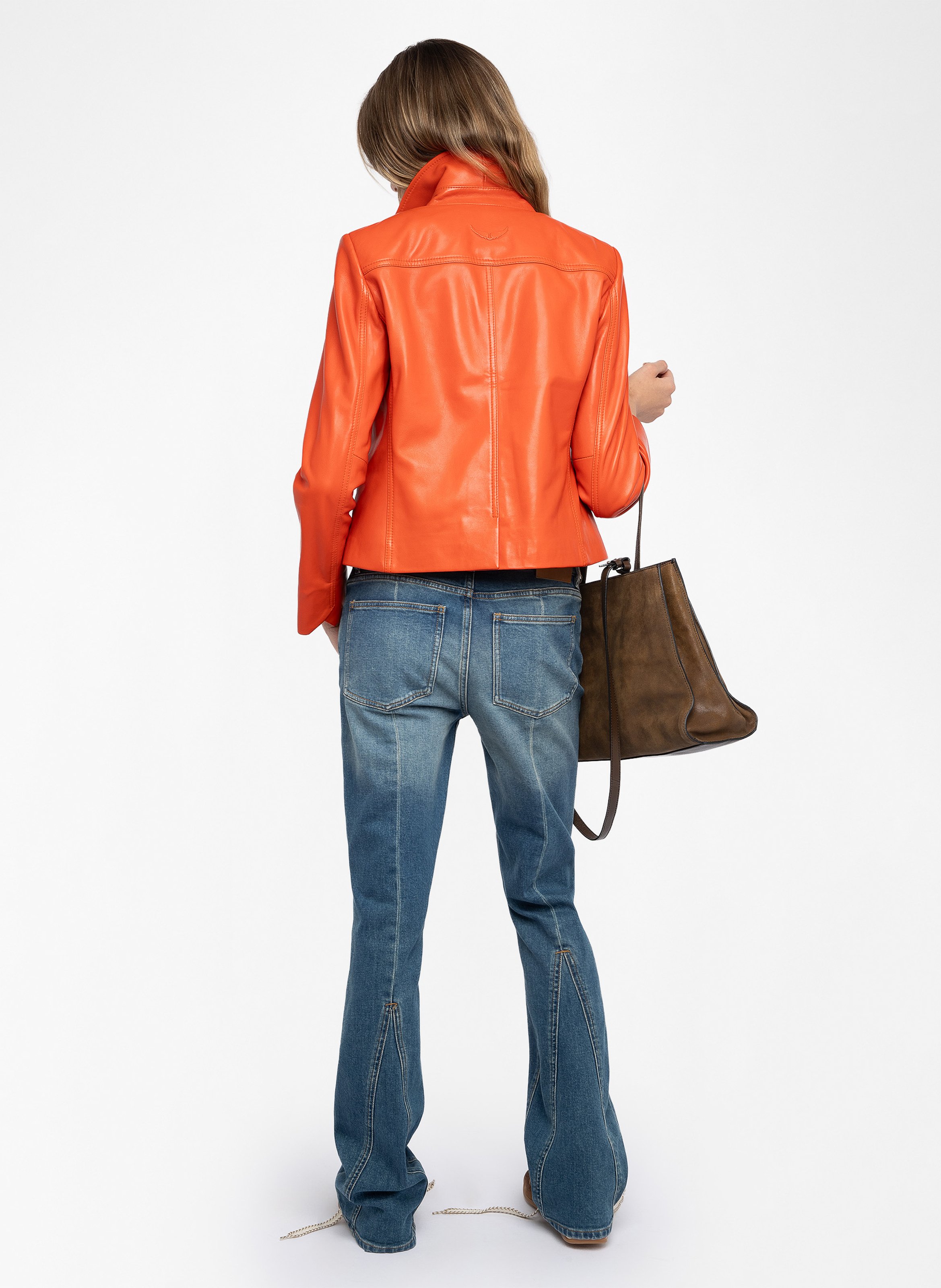 Blouson droit en cuir  ZADIG&VOLTAIRE Orange