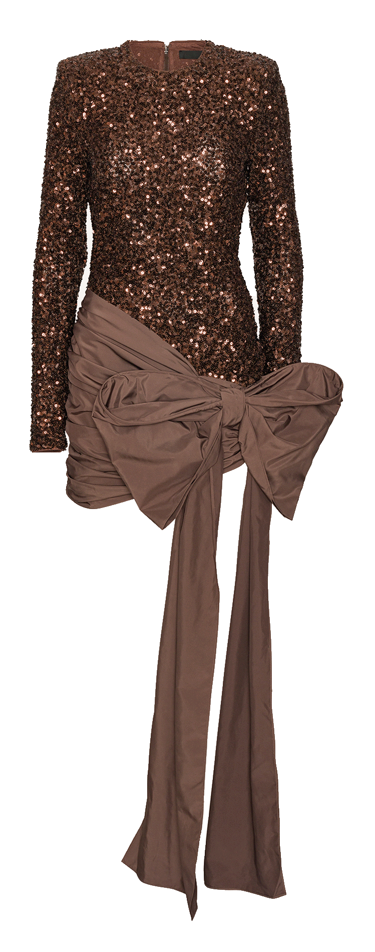 Short dress with bow and sequins ROTATE Brown