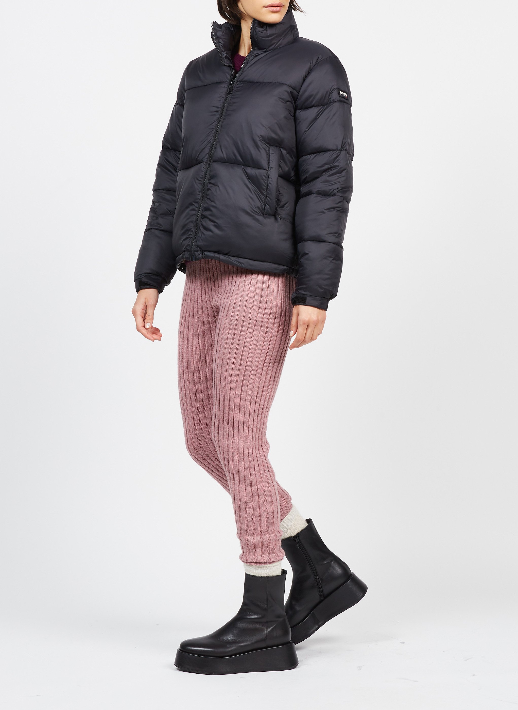 Doudoune droite col montant SCHOTT Noir