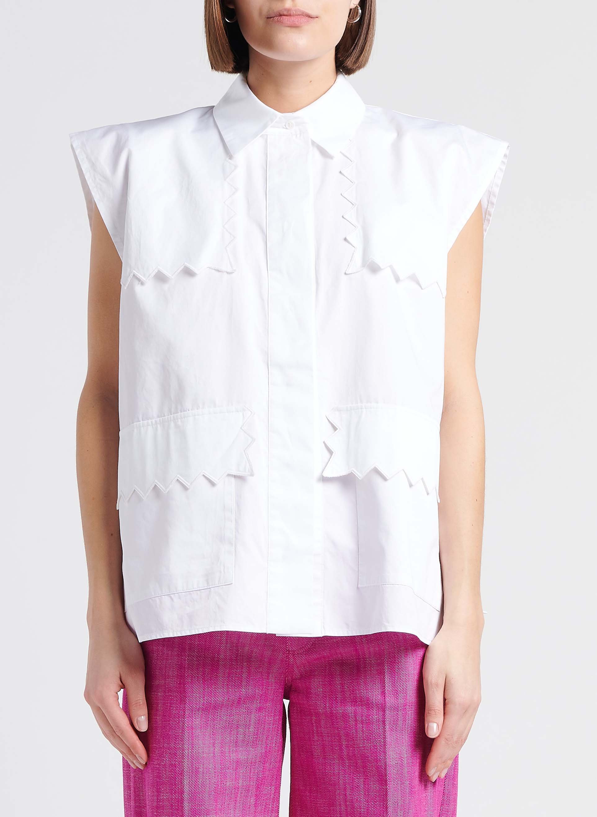 Relaxed cotton zigzag shirt COLLECTORS CLUB White