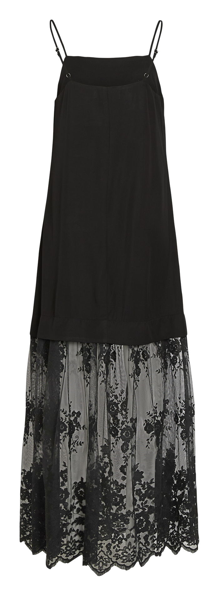 Lange jurk met vierkante halslijn in kant ROUGE EDIT Grijs