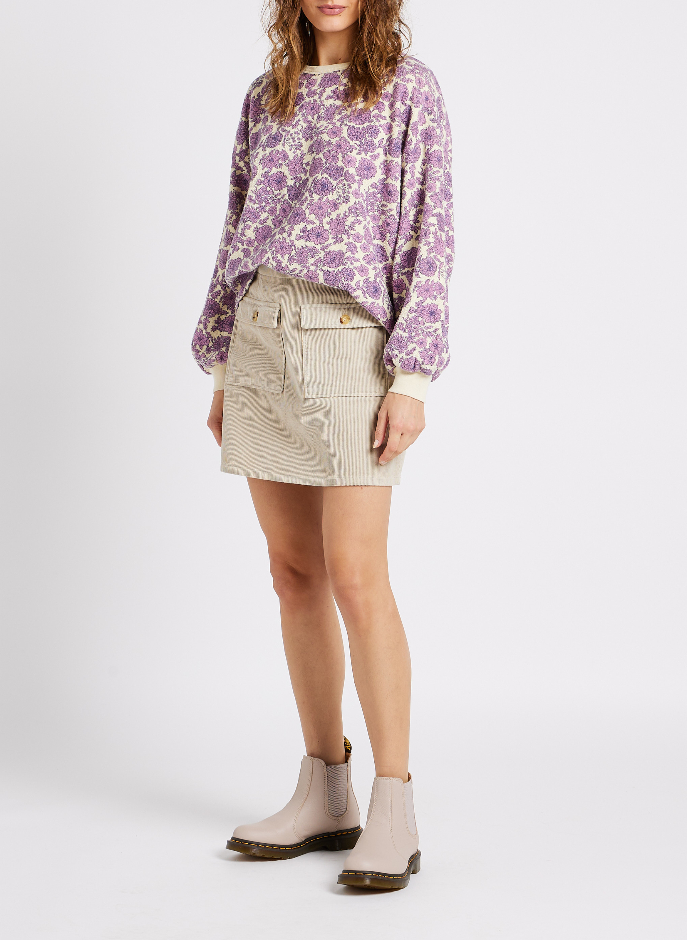 Gerade geschnittener, kurzer Baumwollrock BELLEPIECE Beige