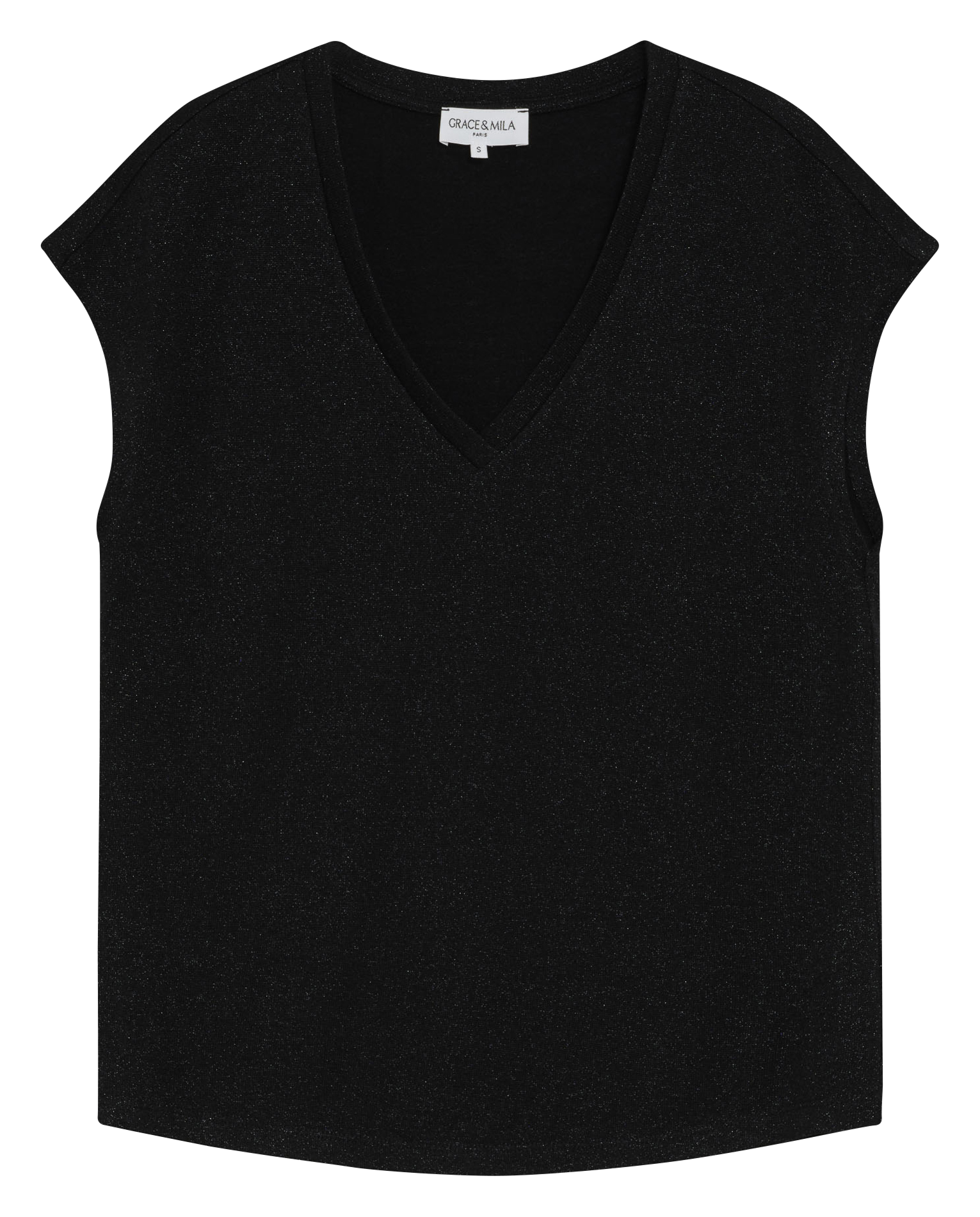 Crepe V-neck top Black