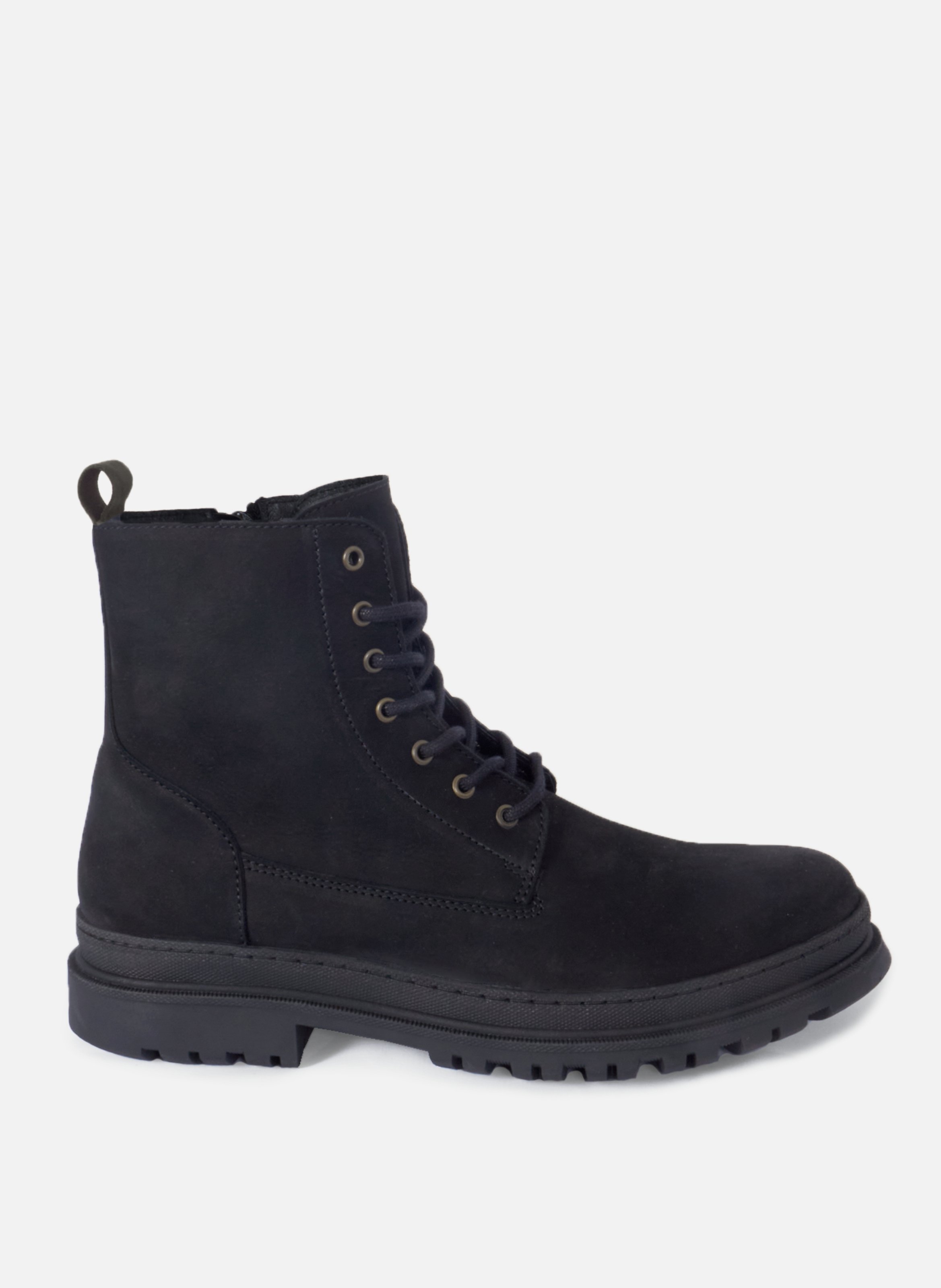 <p>Black nubuck leather lace-up boots</p> JULES & JENN Black