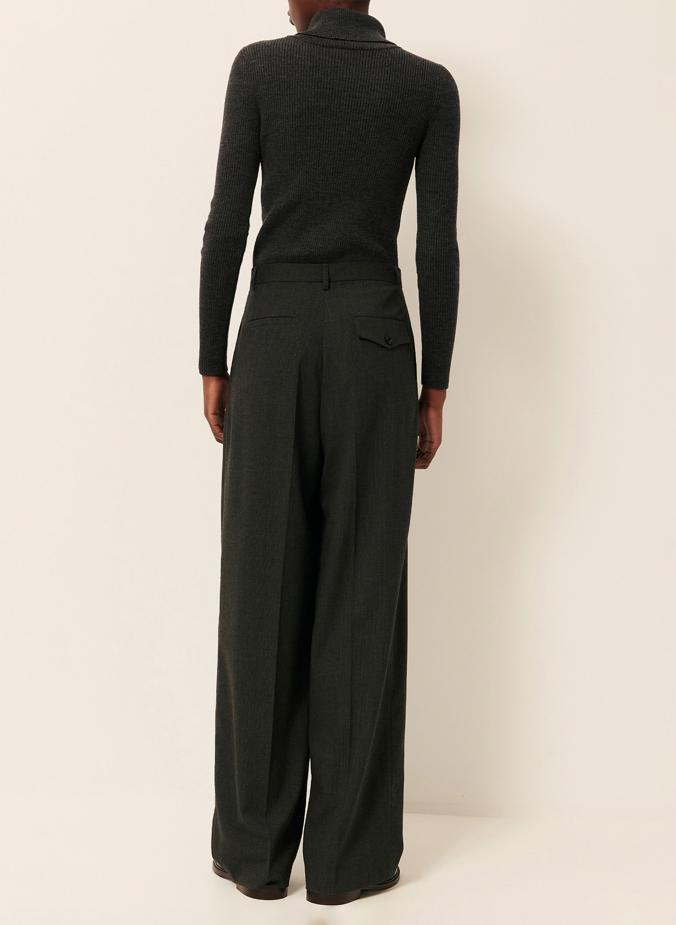 Rechte broek van gemengde wol met strepen SESSUN Grijs