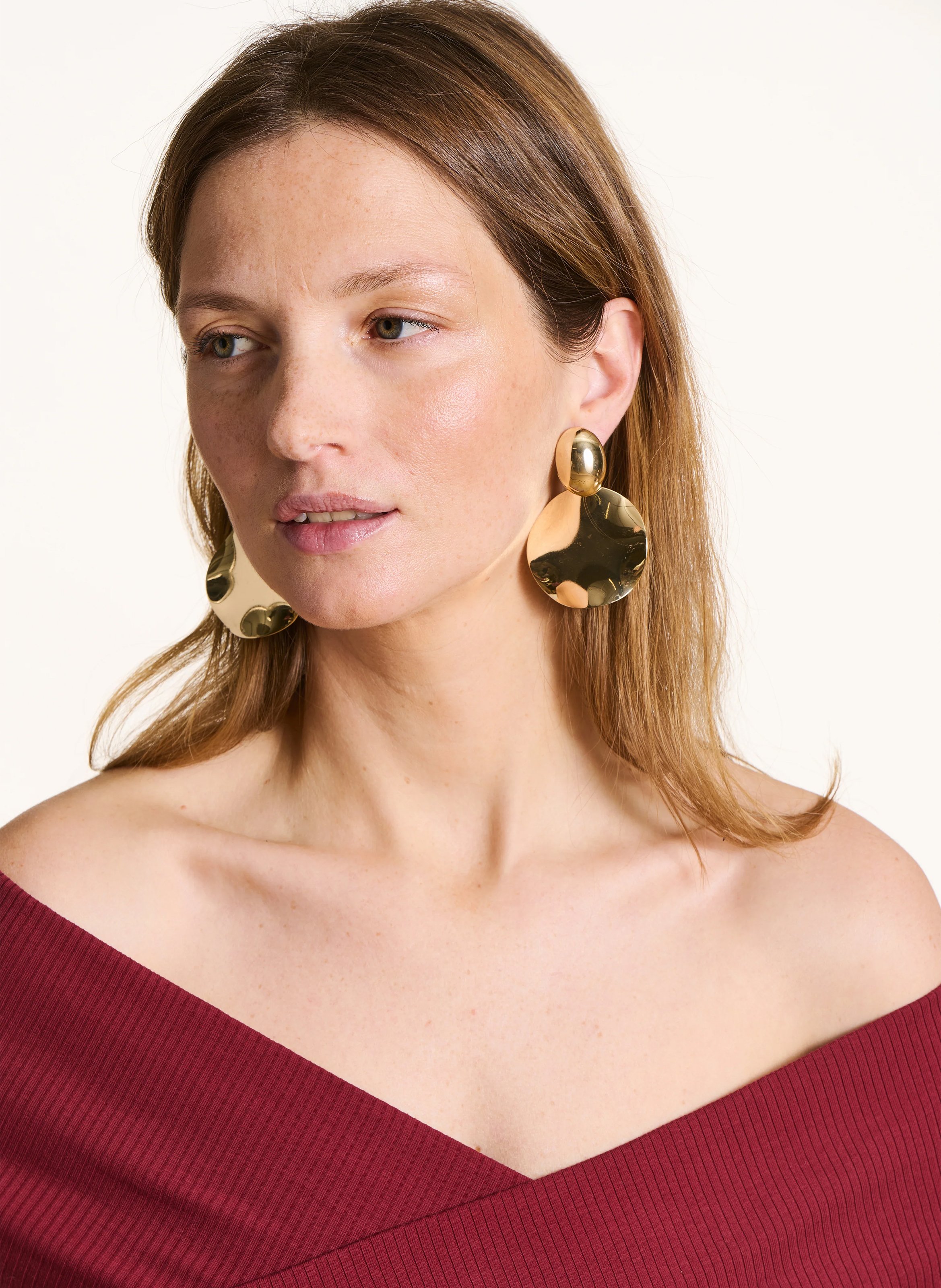 Boucles d'oreilles pendantes rondes LA FEE MARABOUTEE Jaune