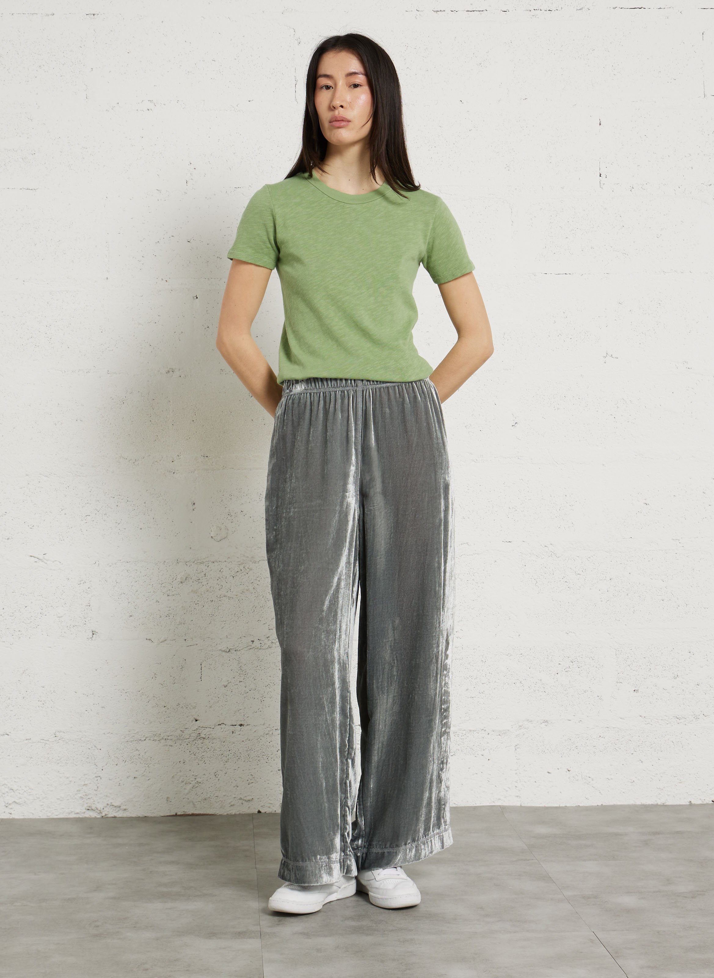 Jogging large en velours uni AMERICAN VINTAGE Gris