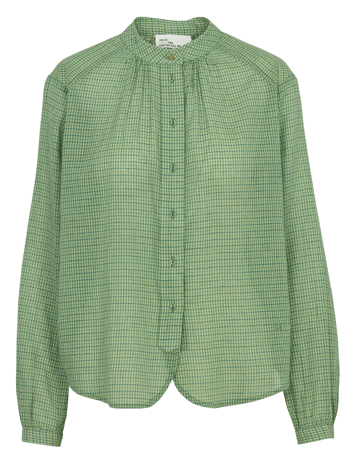 Loose-fit organic cotton shirt with mandarin collar LEON & HARPER Green