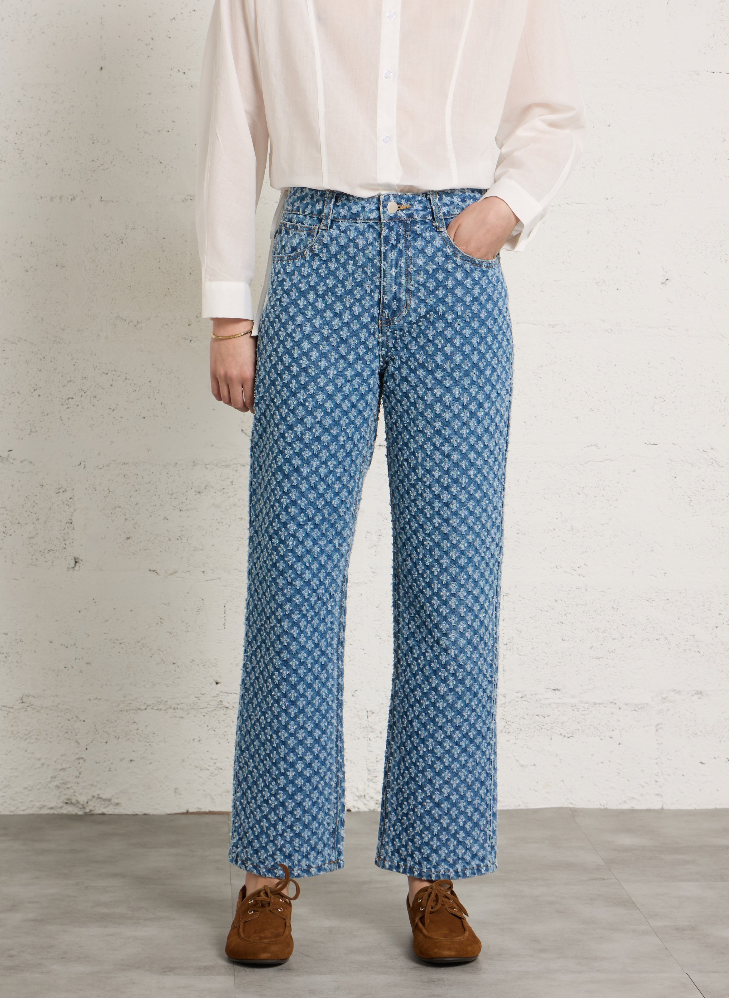 Cotton straight jeans THE TINY BIG SISTER Blue