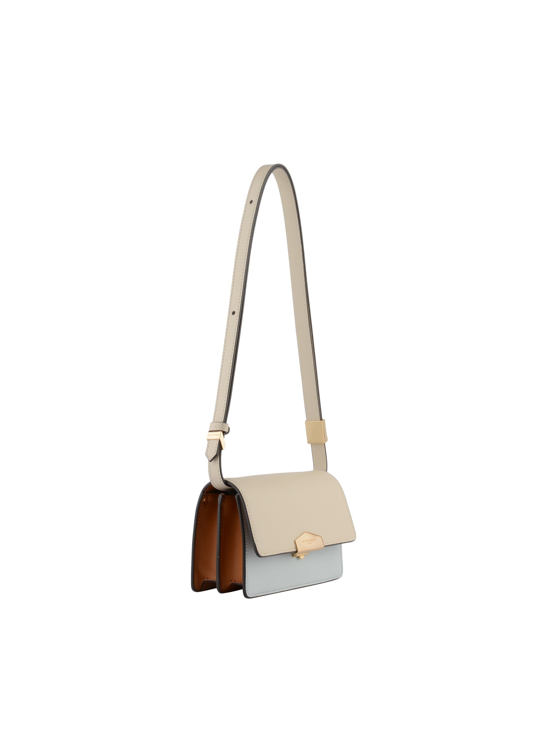 Calfskin leather shoulder bag POURCHET Beige