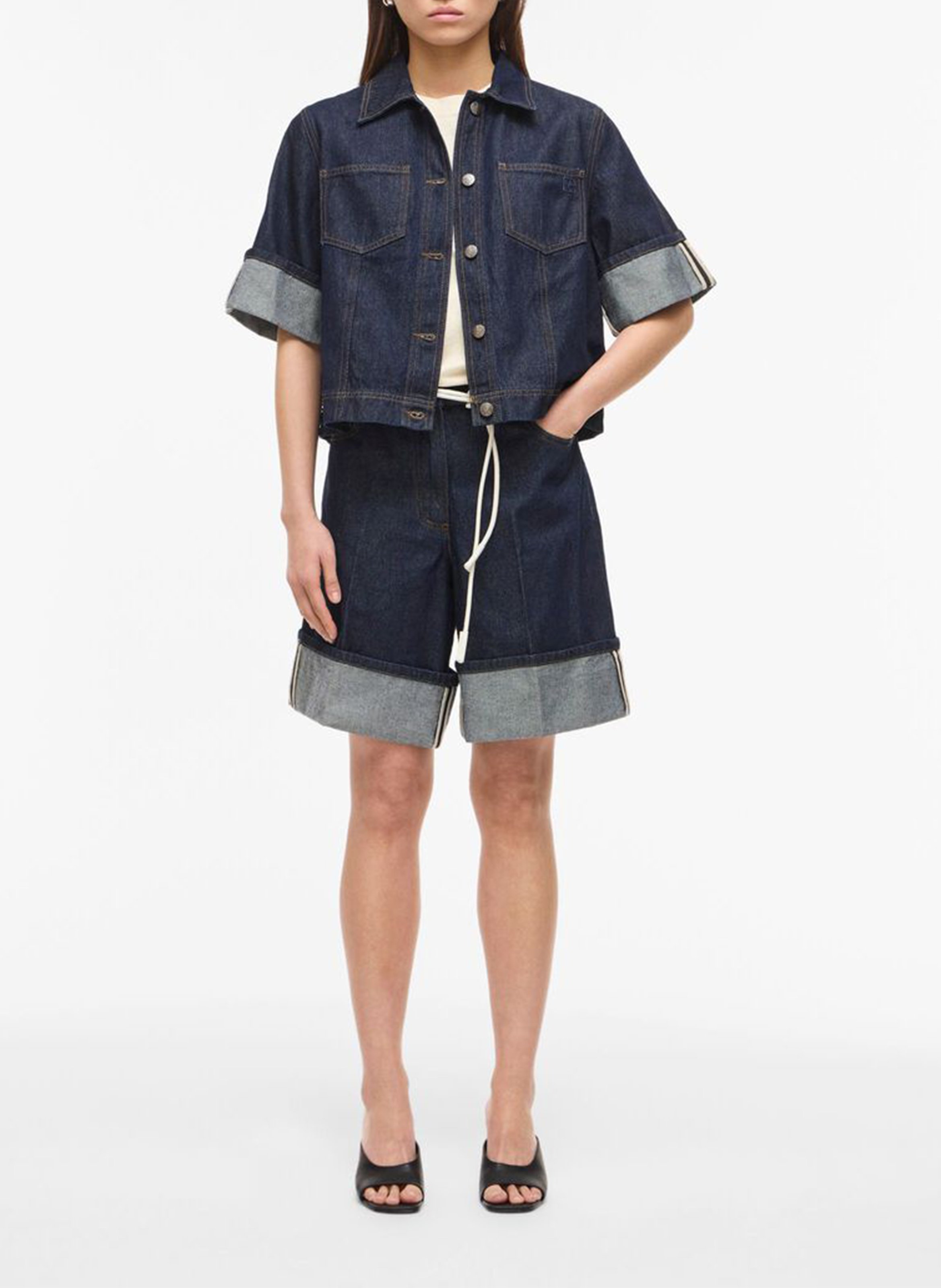 Straight shirt in cotton and recycled cotton ROUGE EDIT Blue