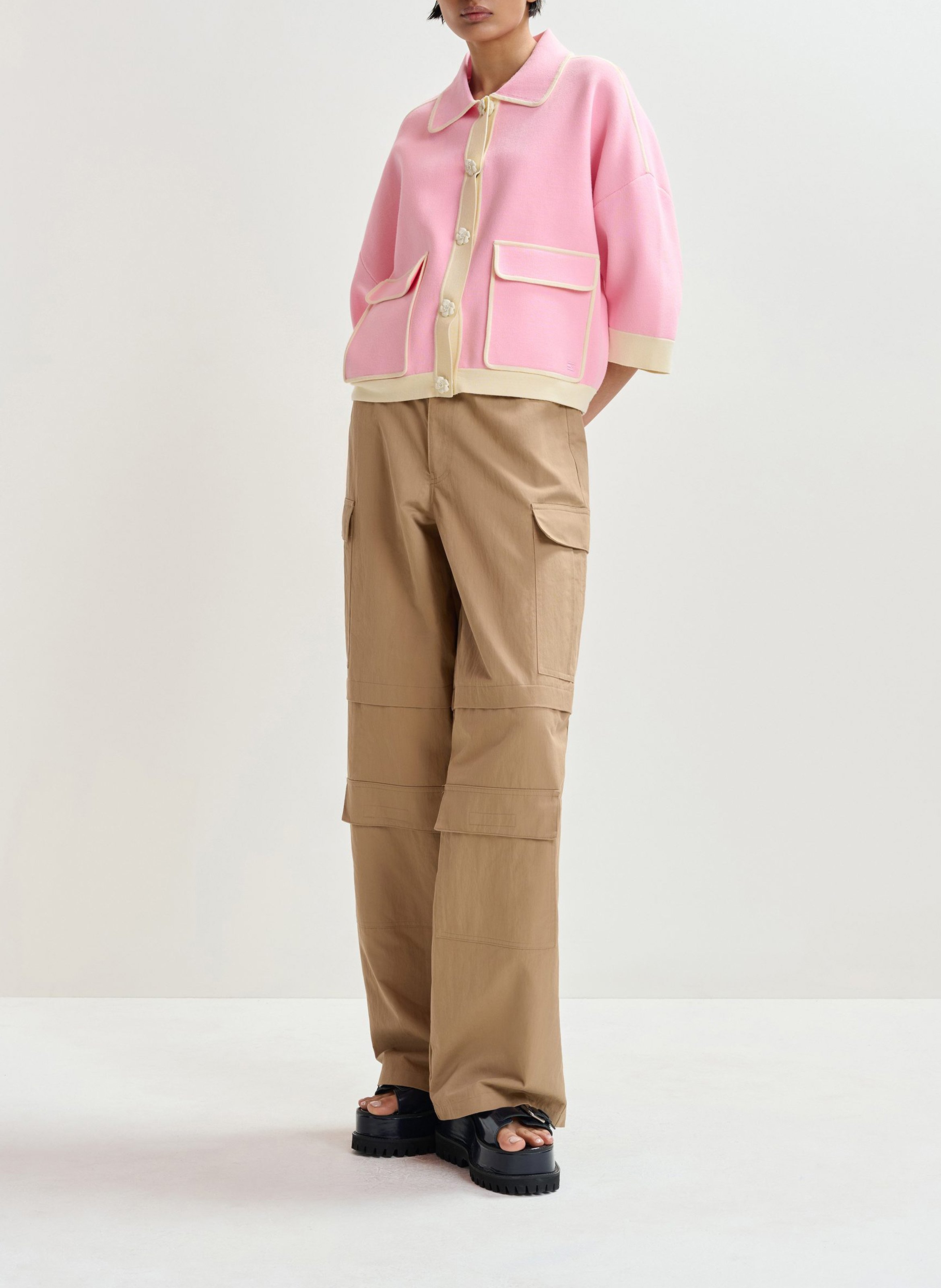 Cardigan with classic collar ESSENTIEL ANTWERP Pink