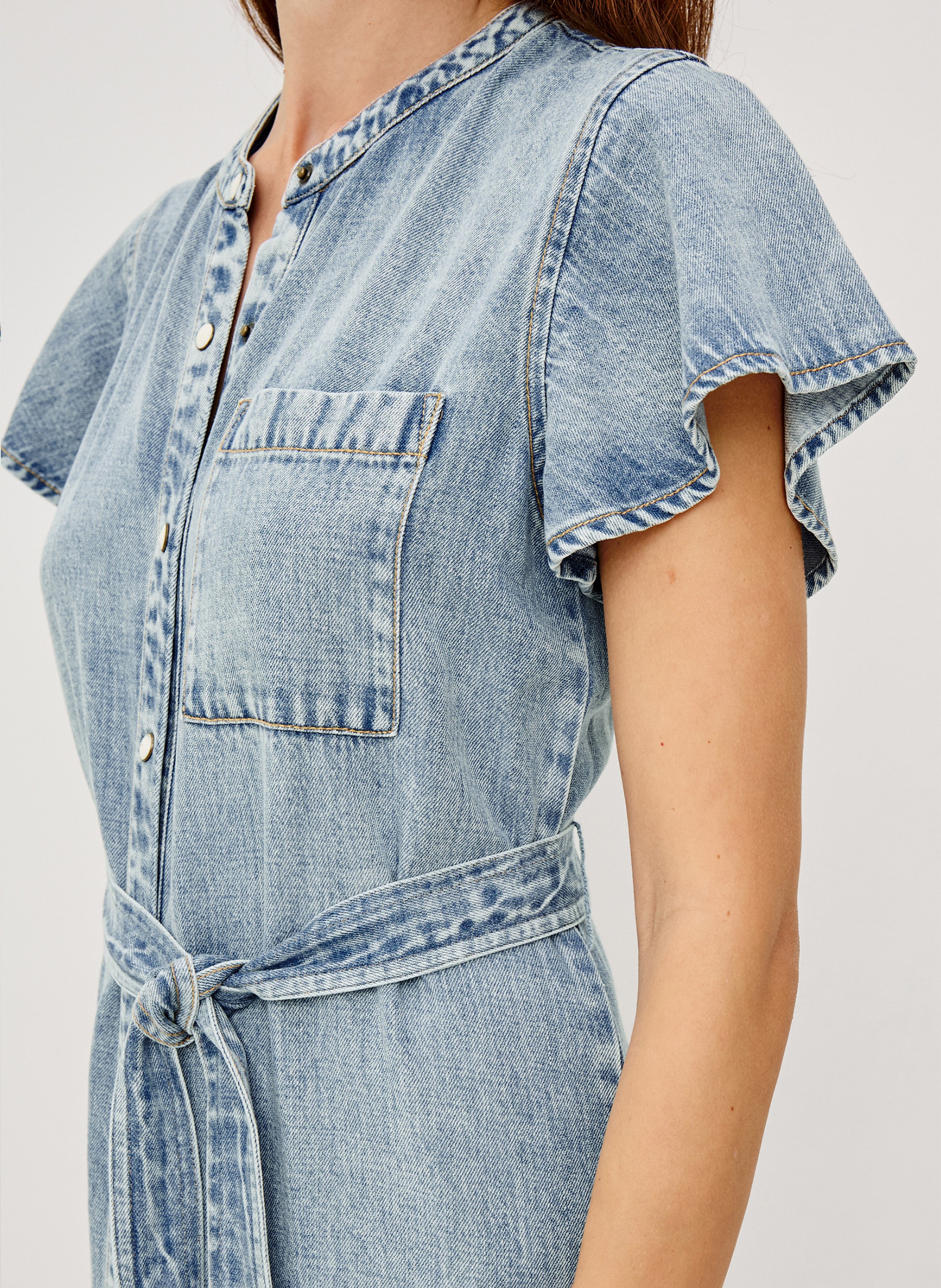 Robe midi col rond aspect jean RAILS Bleu