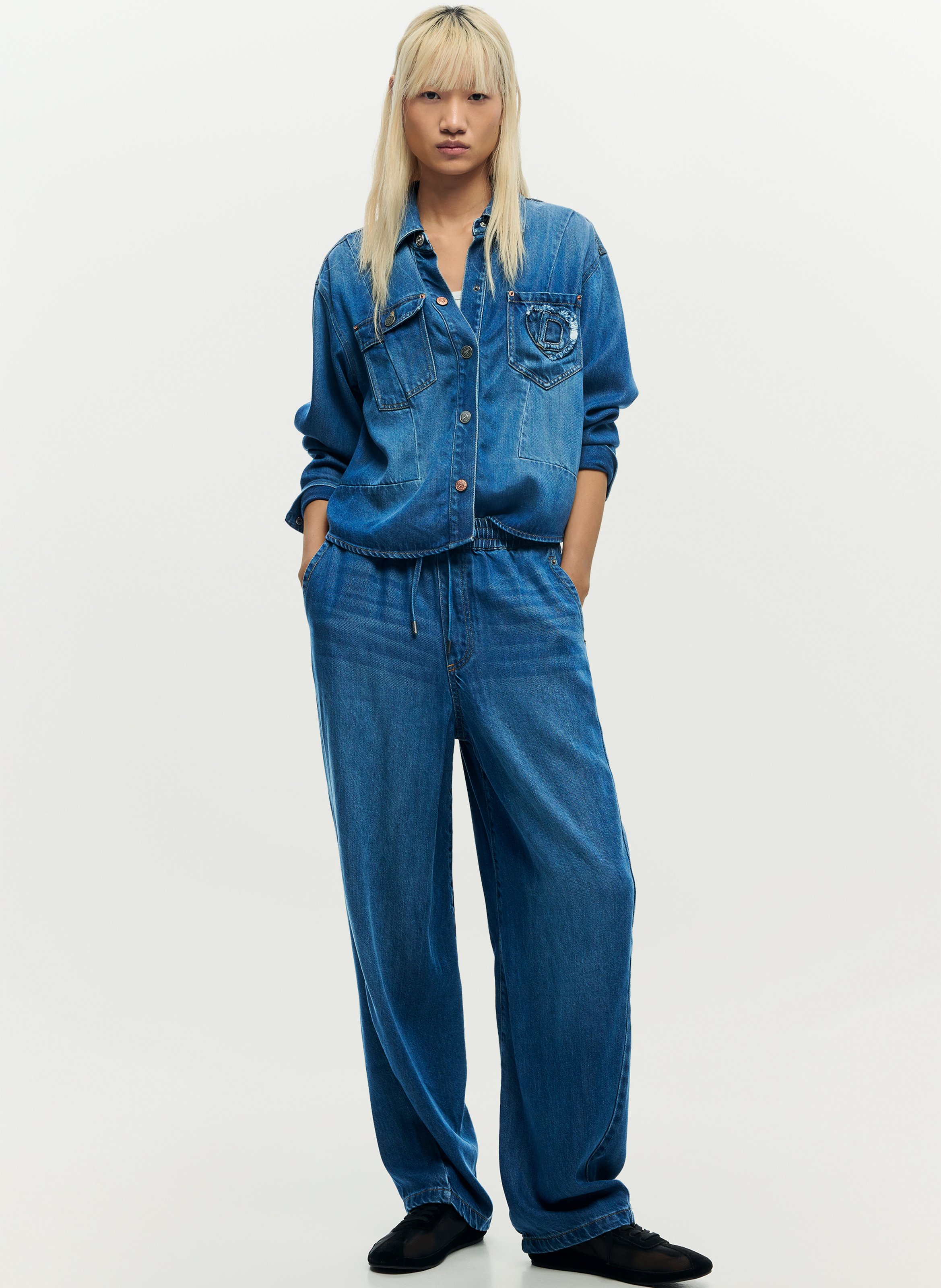 Chemise droite boutonnée en denim DESIGUAL Bleu