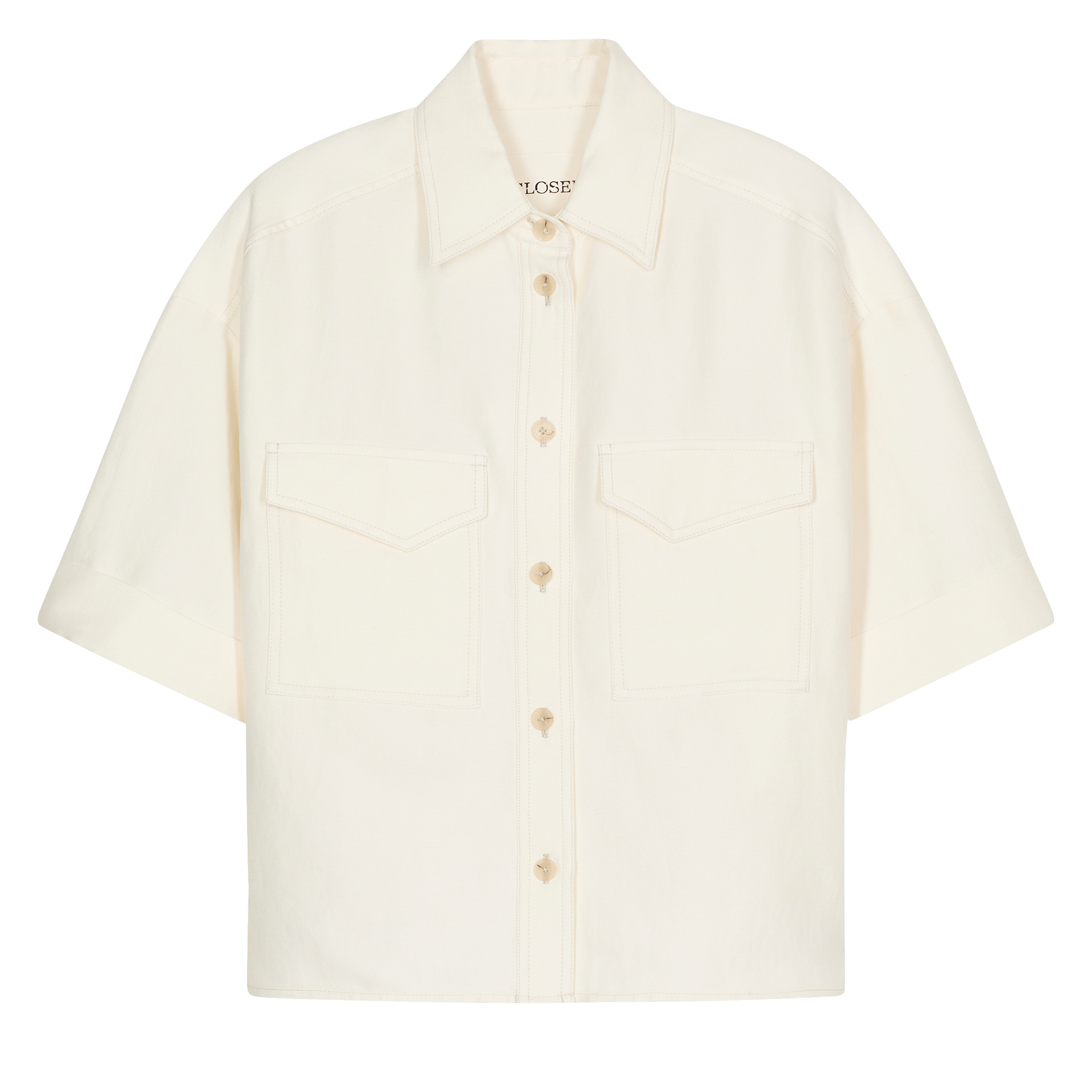 Bluse aus Leinen-Mix mit klassischem Kragen CLOSED Beige