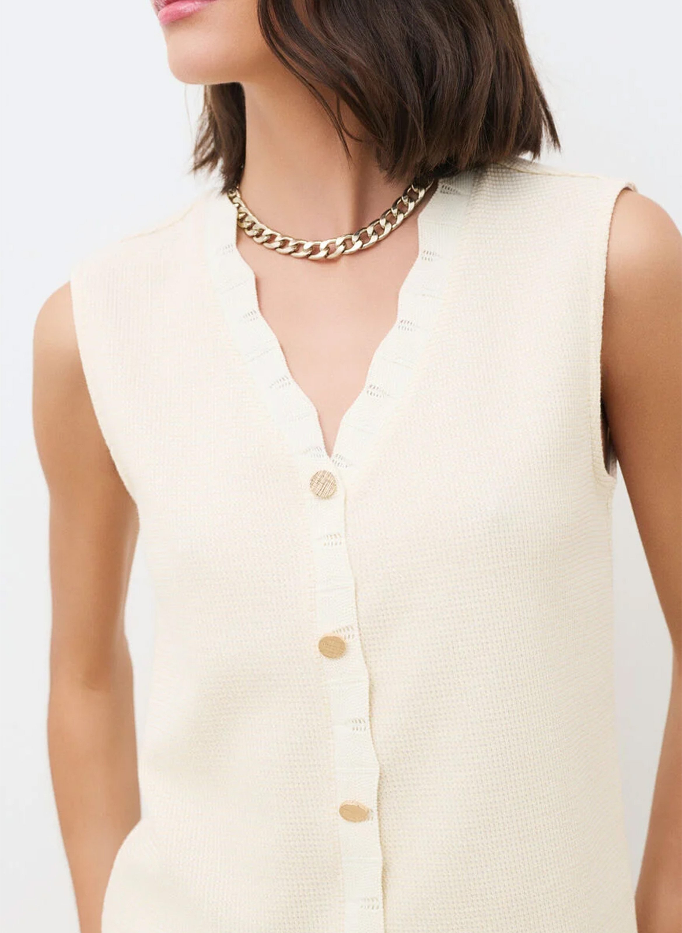 Darjee - Strickjacke mit V-Ausschnitt, Baumwoll-Mix CAROLL Beige