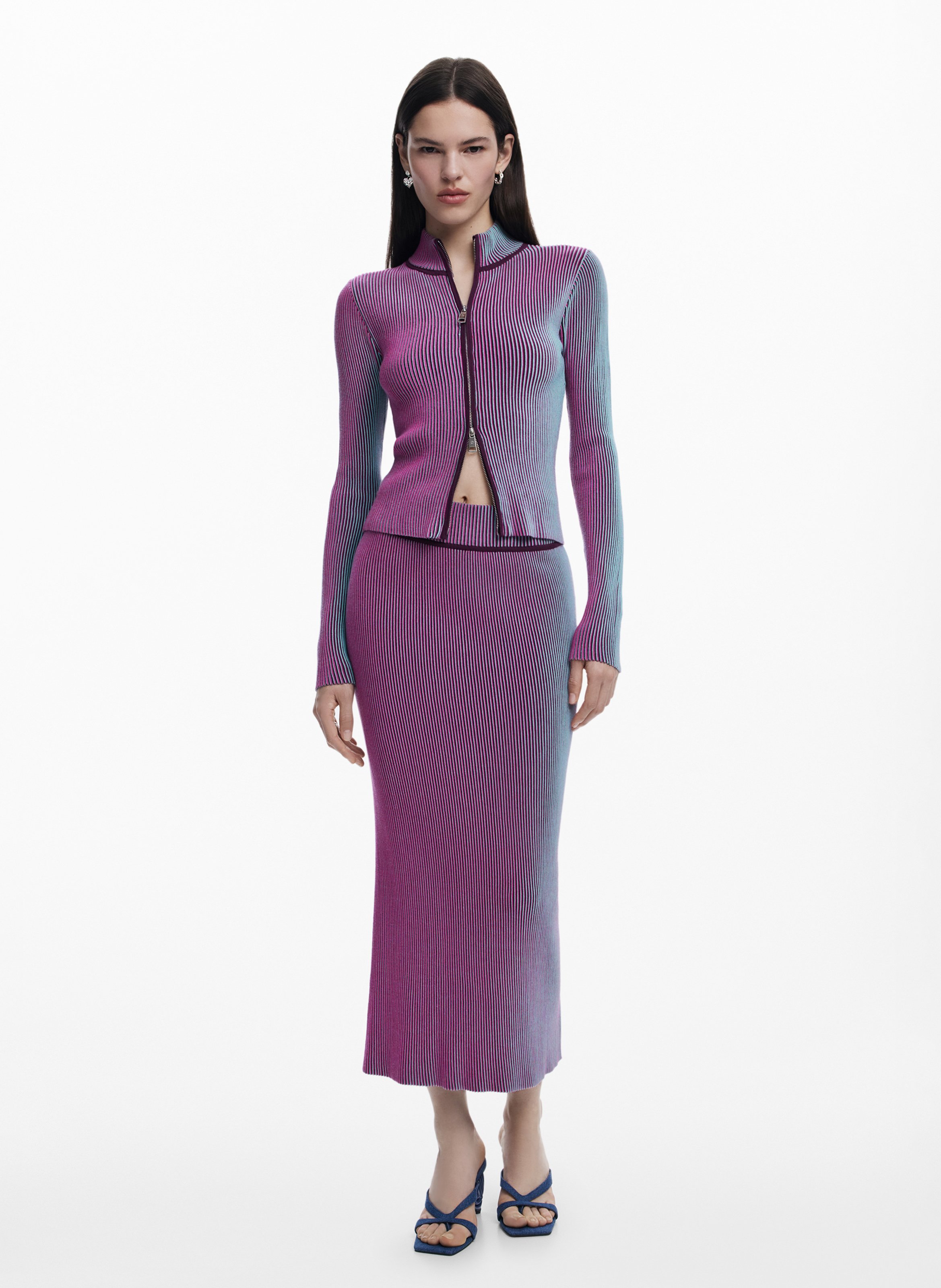 Vest met rits en opstaande kraag DESIGUAL Rood