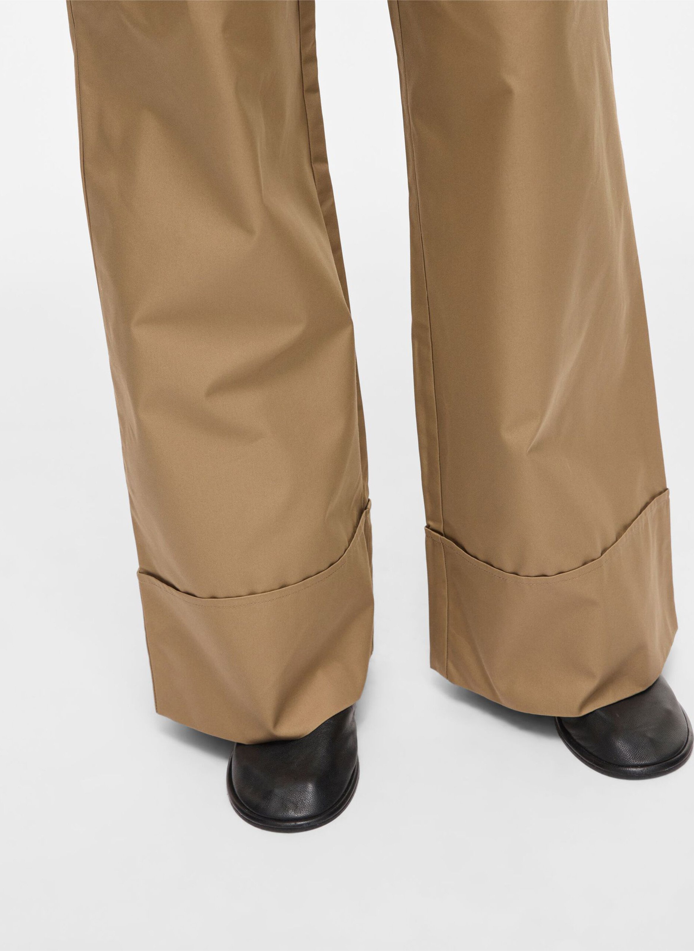 Wide pleated pants in blended cotton Brown