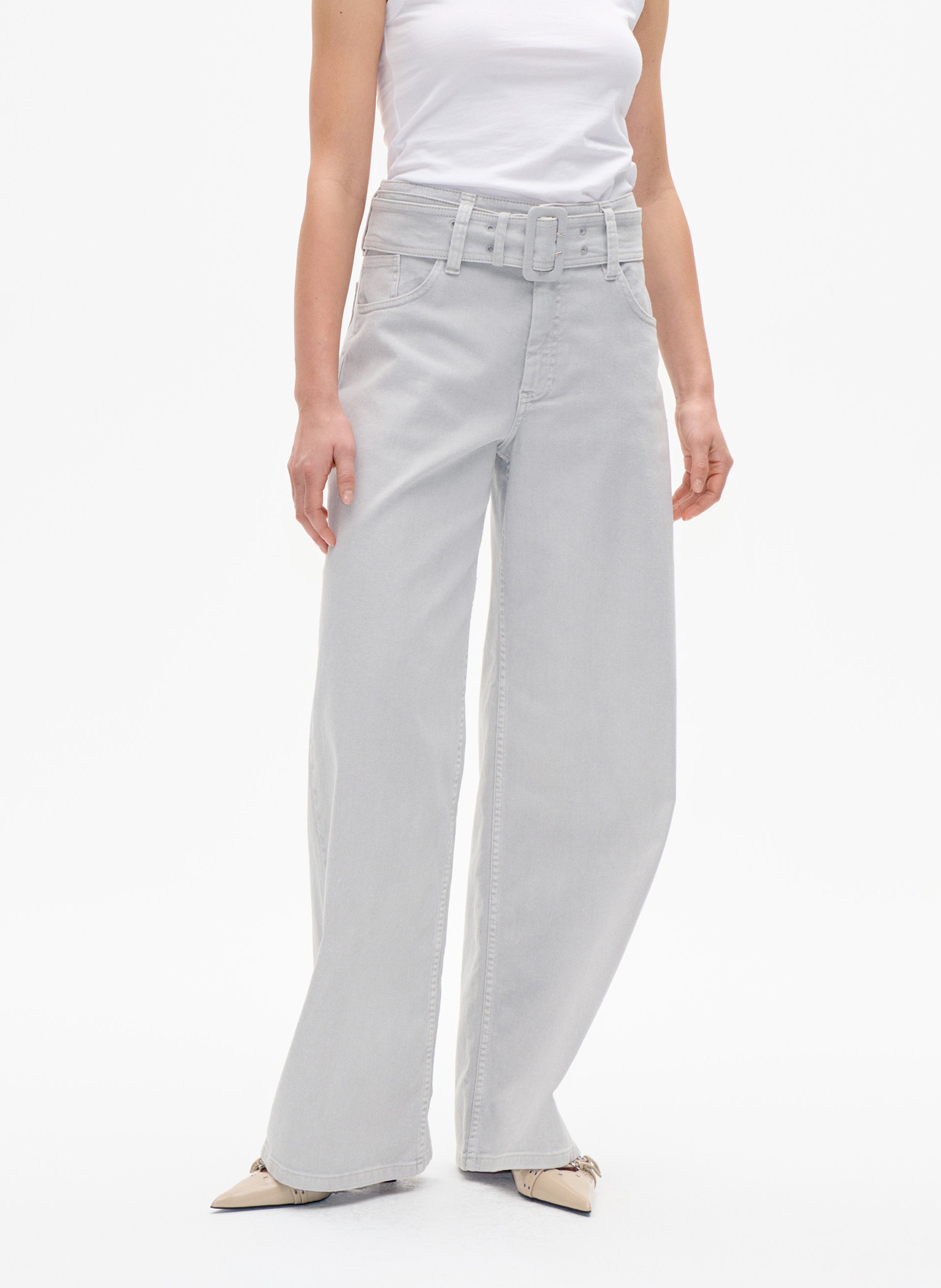 Wide-leg plain belt jeans BAUM UND PFERDGARTEN Grey