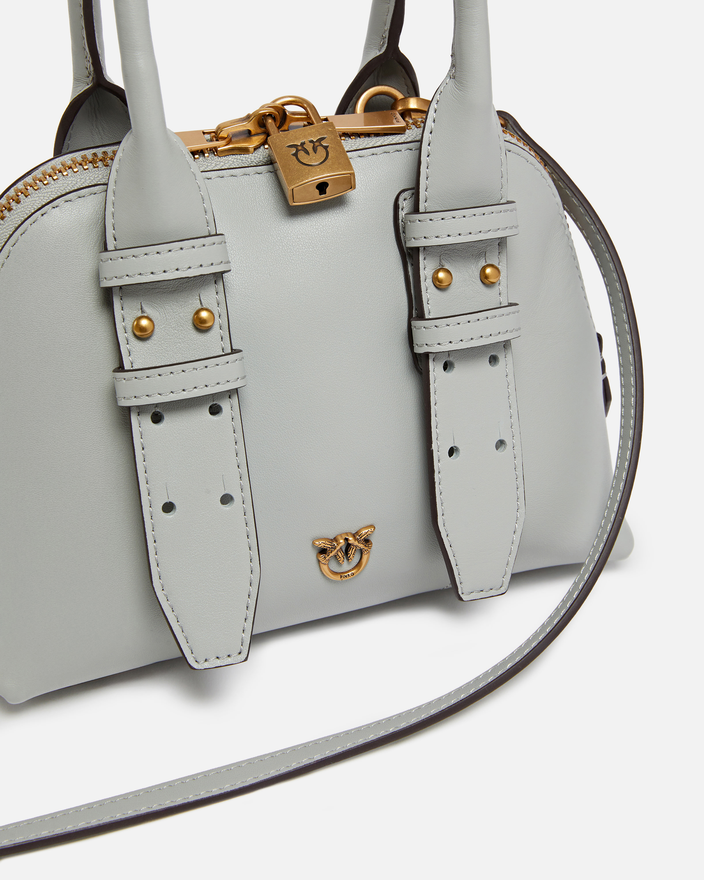 Mini escape leather bowling bag PINKO Grey