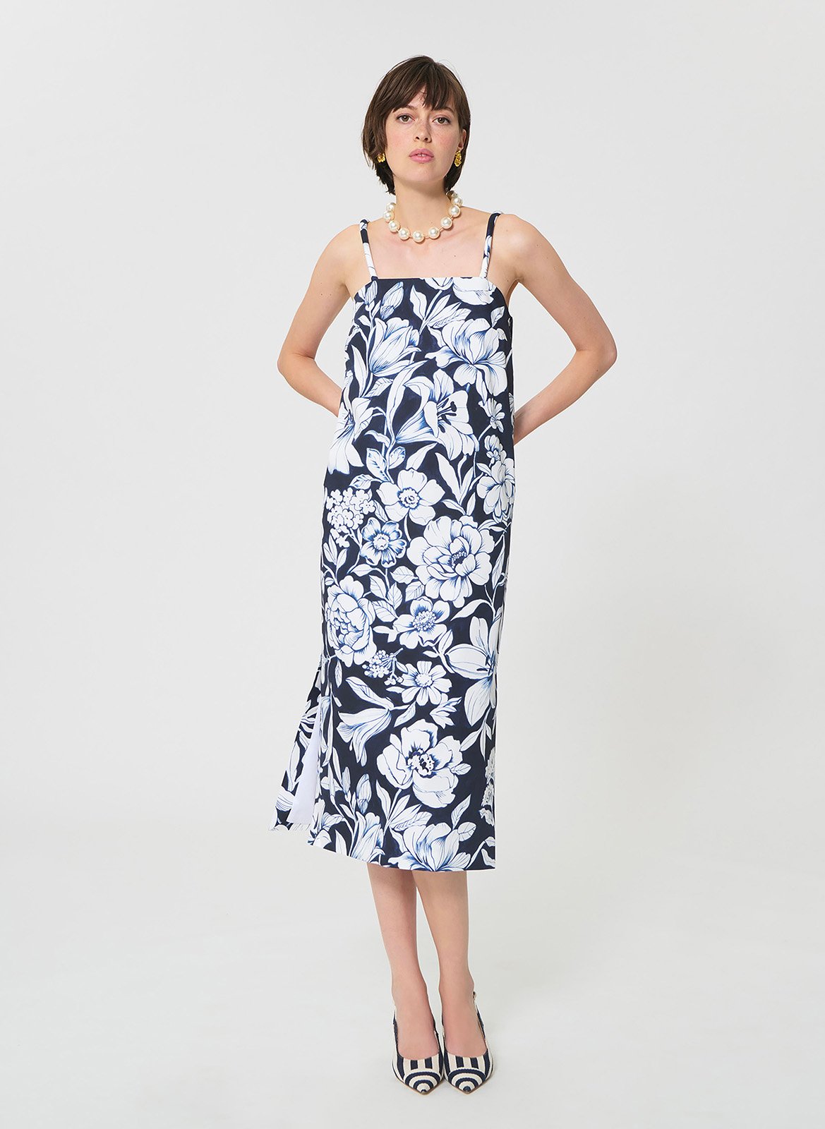 Robe midi en coton imprimé TARA JARMON Blue