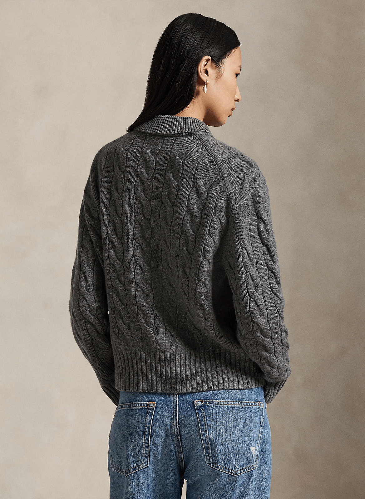 Gerade geschnittener Pullover aus geflochtener Strickware POLO RALPH LAUREN Grau