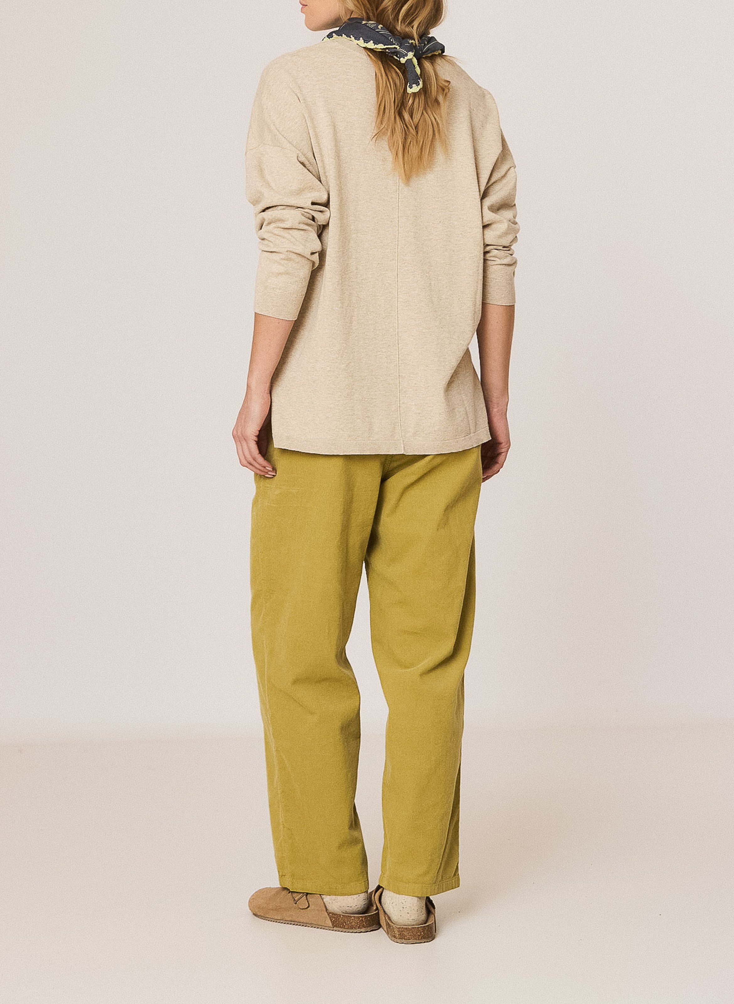 Wide-leg organic cotton pants INDI & COLD Green