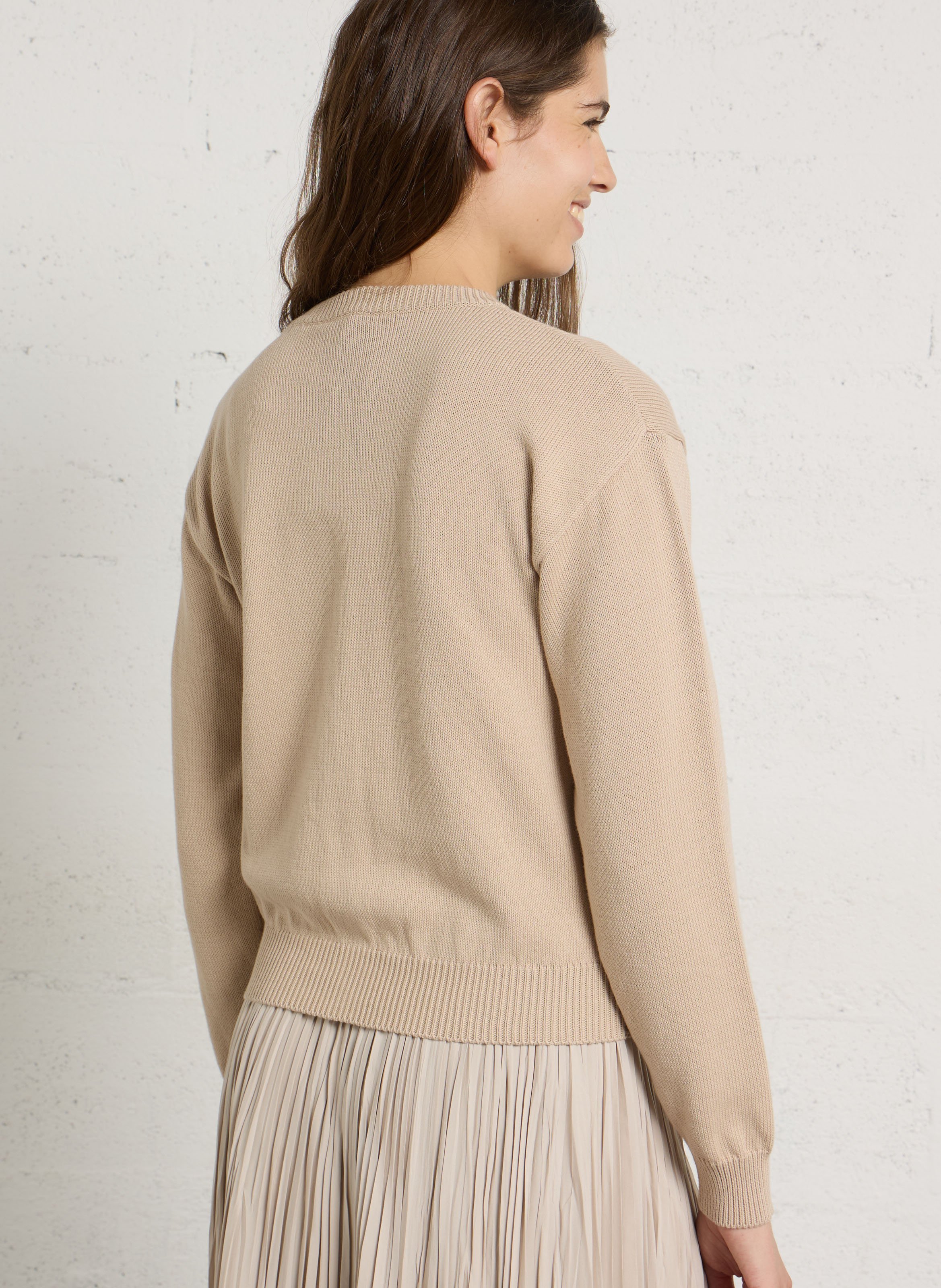 Striped cardigan with fancy embroideries MAX MARA WEEK END Beige