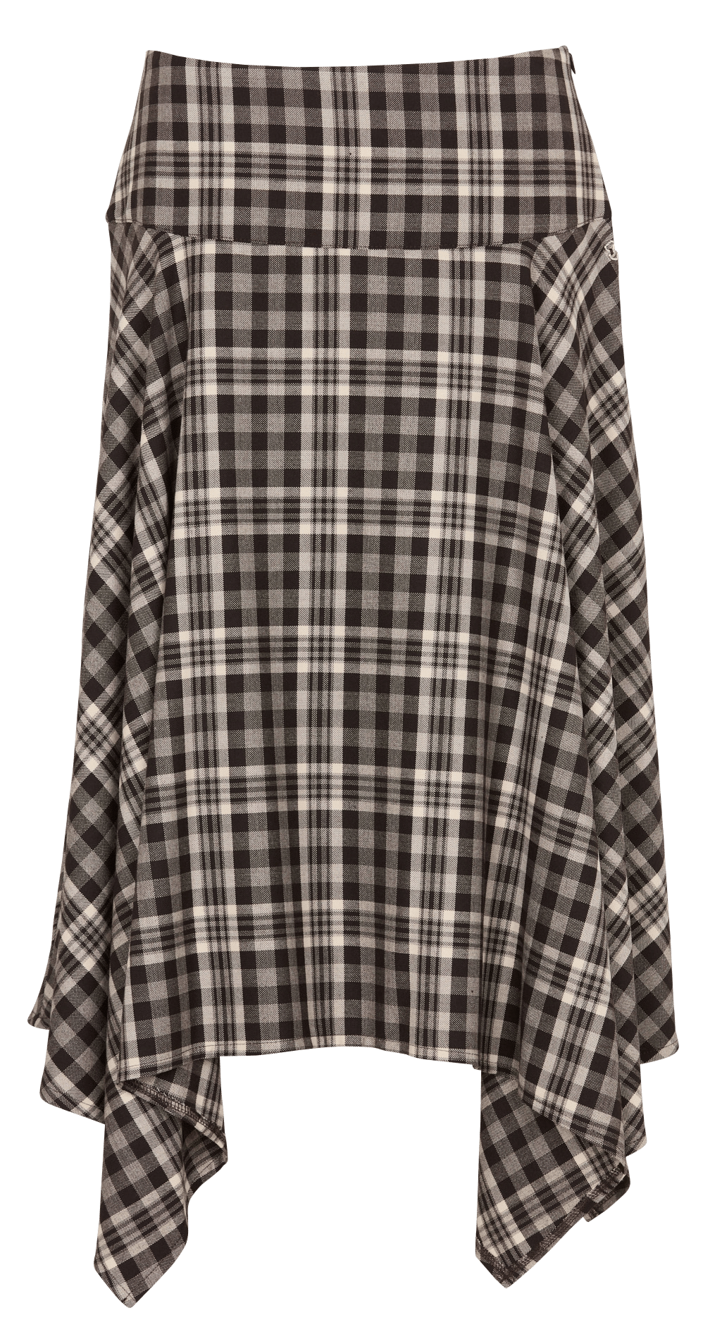 Korte asymmetrische rok met ruitjes PLEASE Bruin