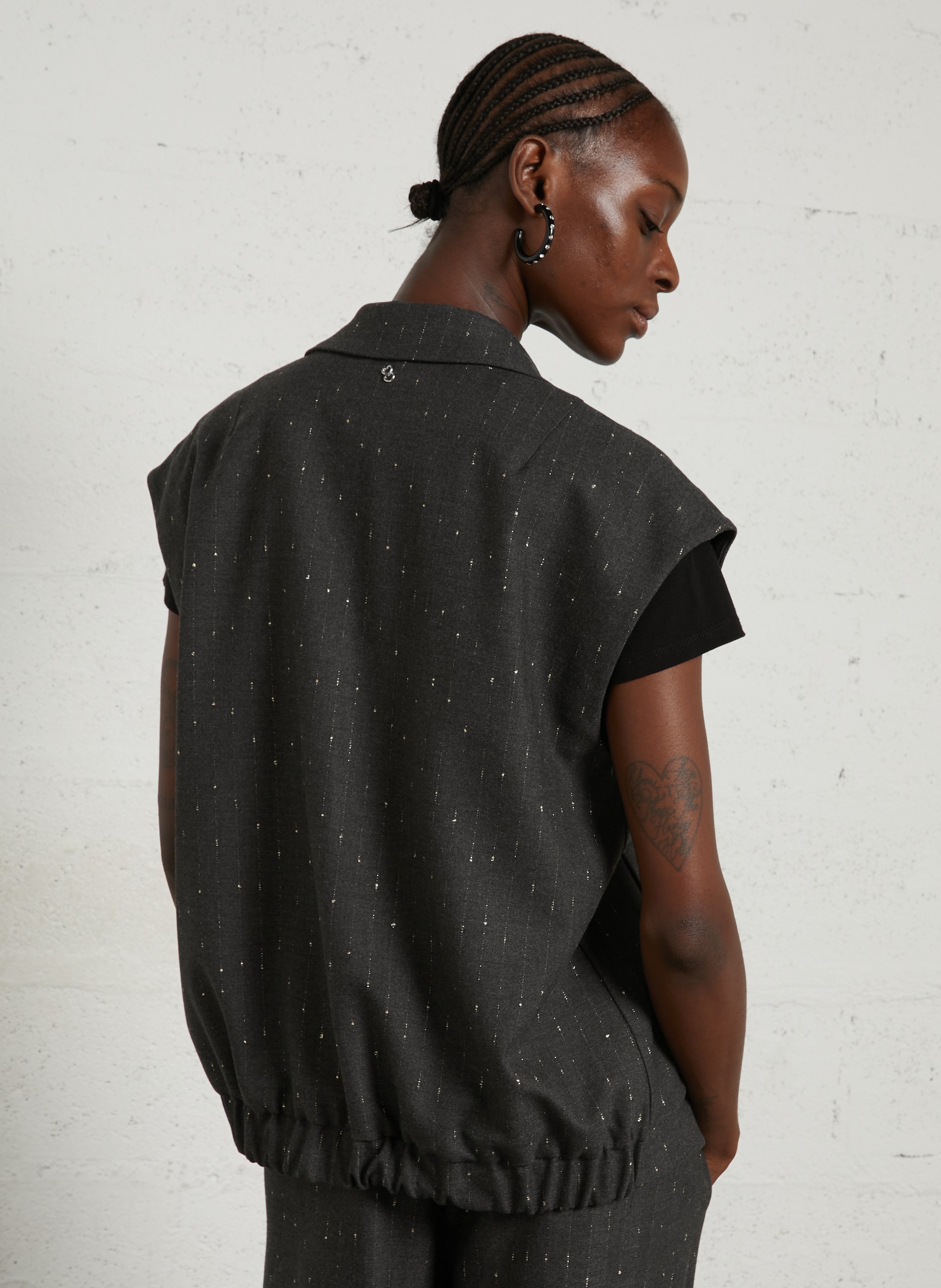 Gilet oversize à rayures PLEASE Gris