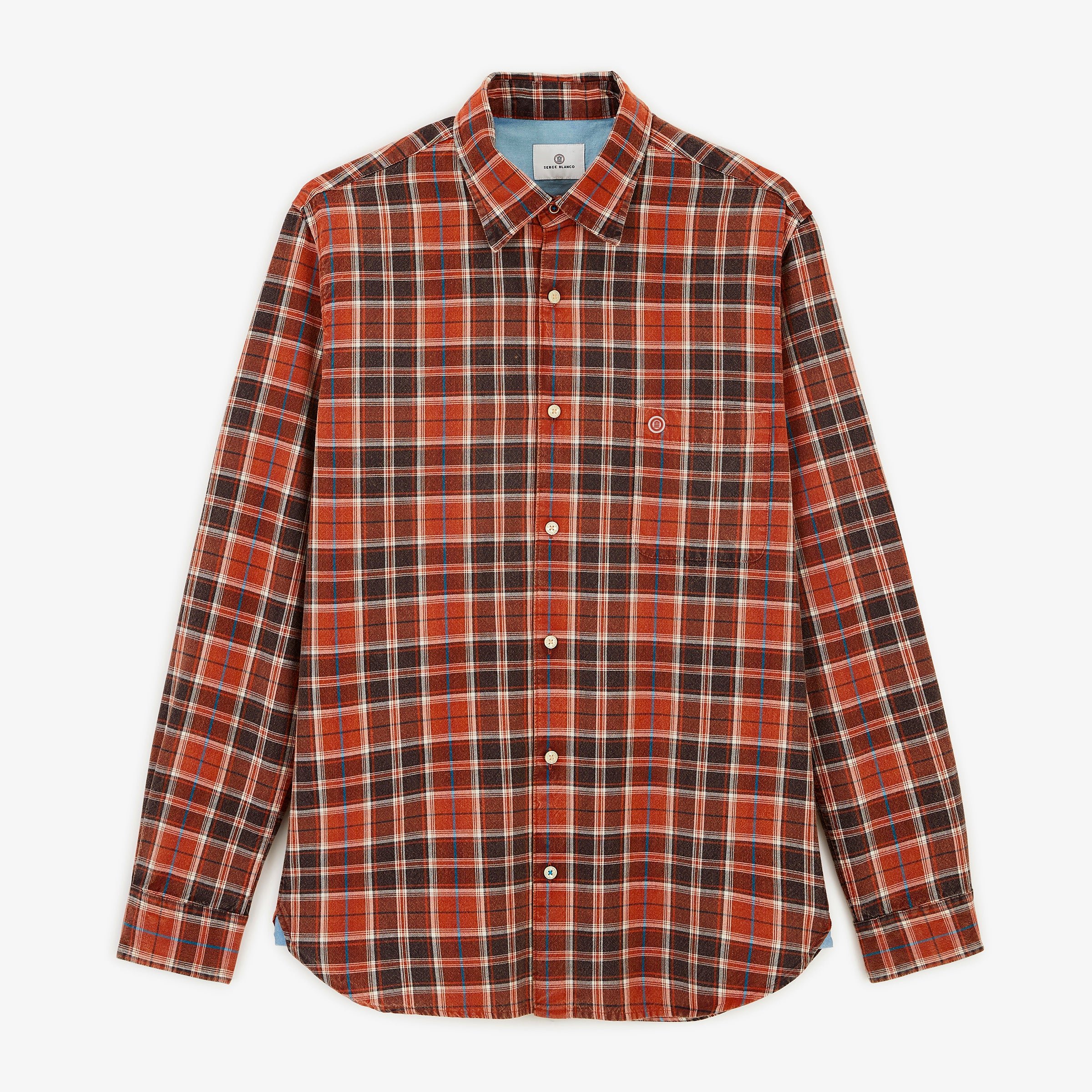 Red Medoc Checkered Long Sleeve Cotton Shirt SERGE BLANCO Red